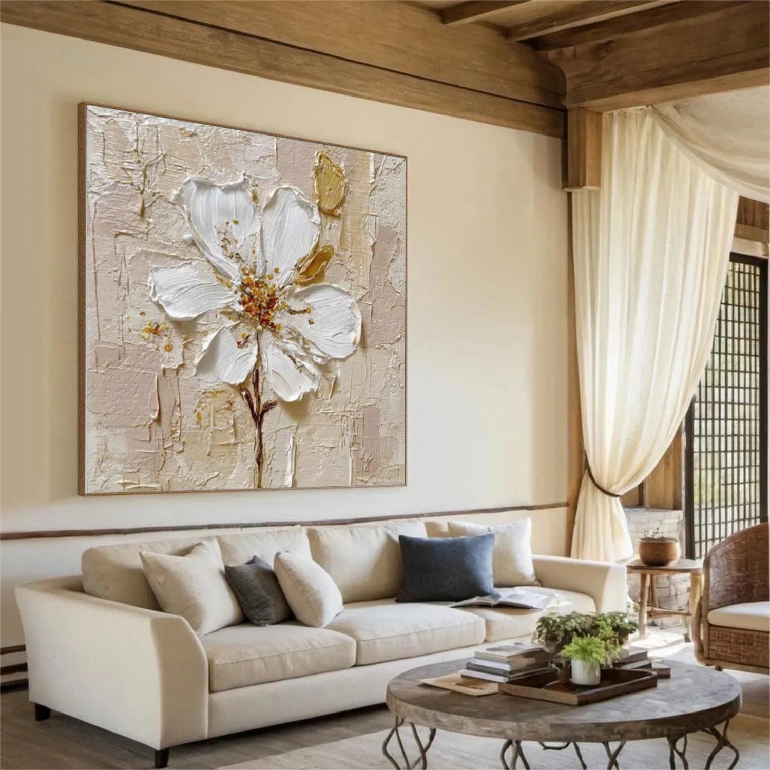 Tree And Flower Abstract Textured Wall Art #TF144