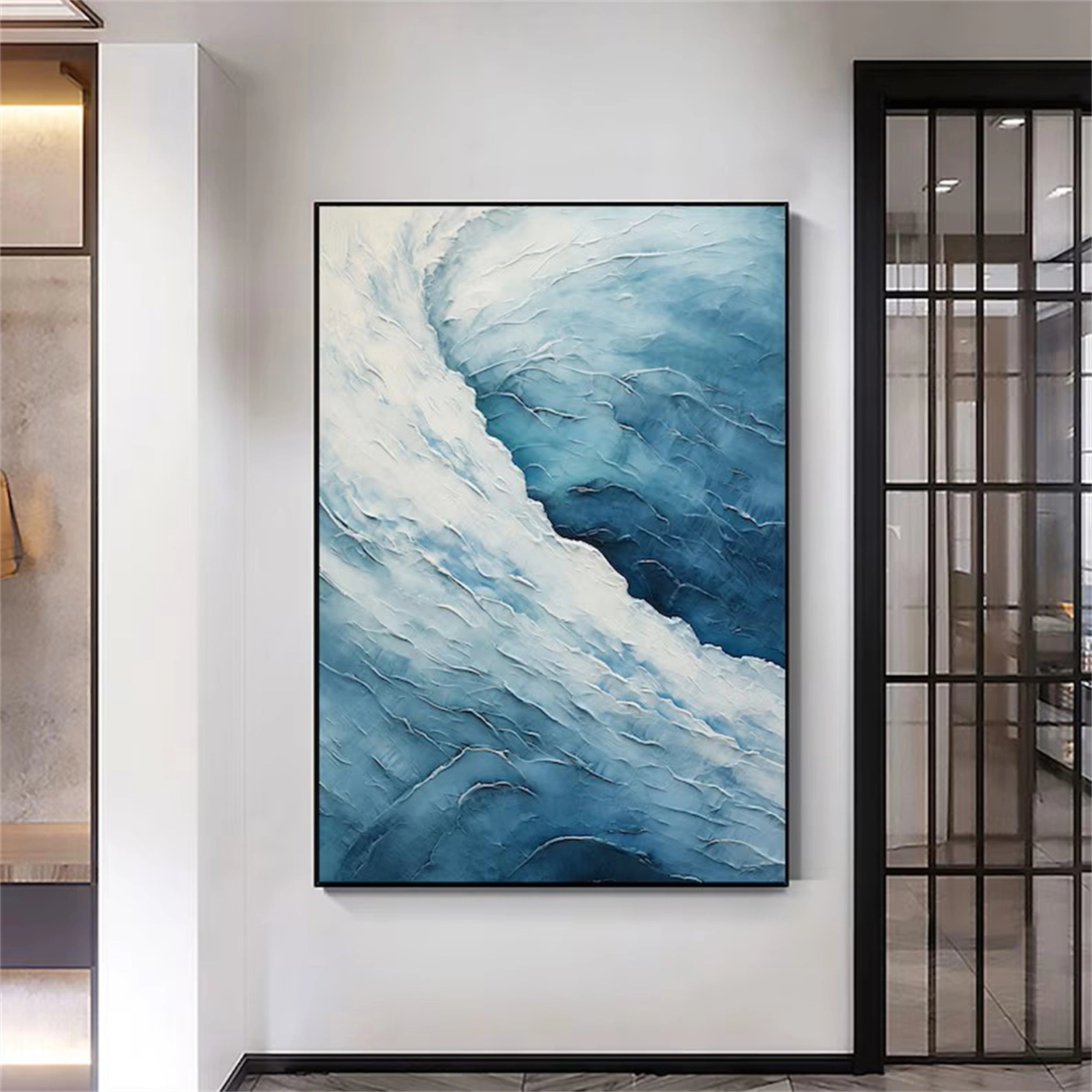 Blue Textured Minimalist Wall Art #BL009