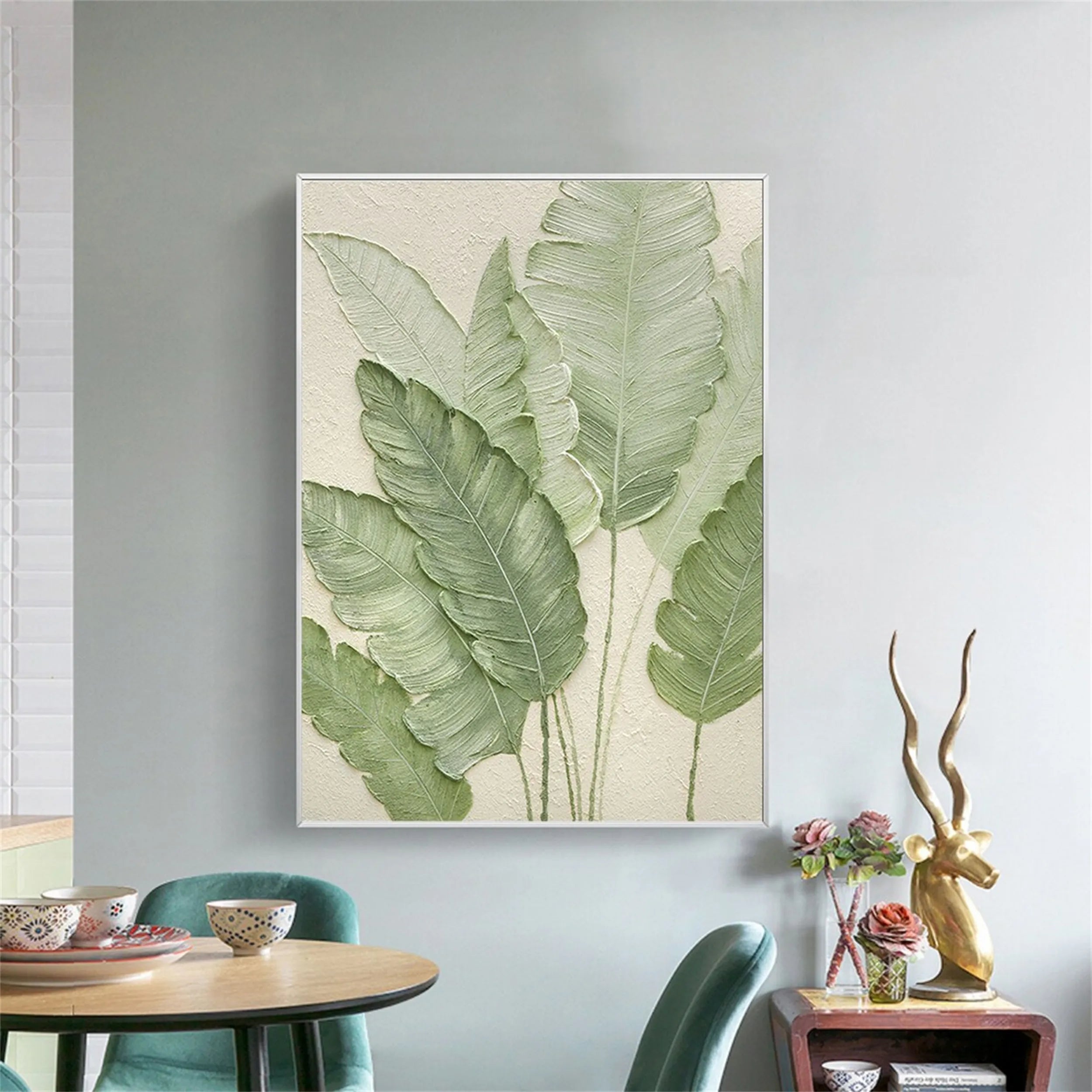 Green Textured Minimalist Wall Art #GT038