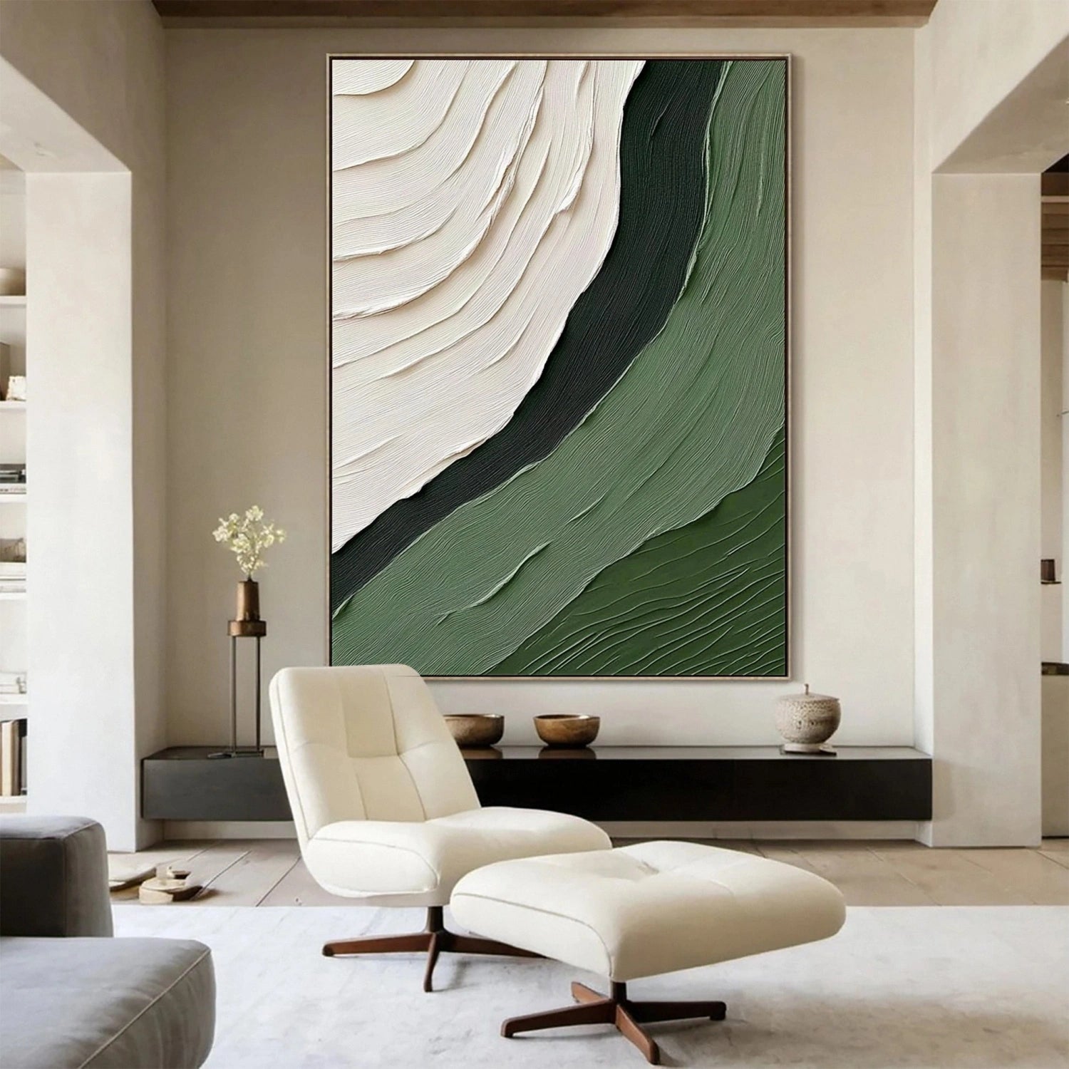 Green Textured Minimalist Wall Art #GT044