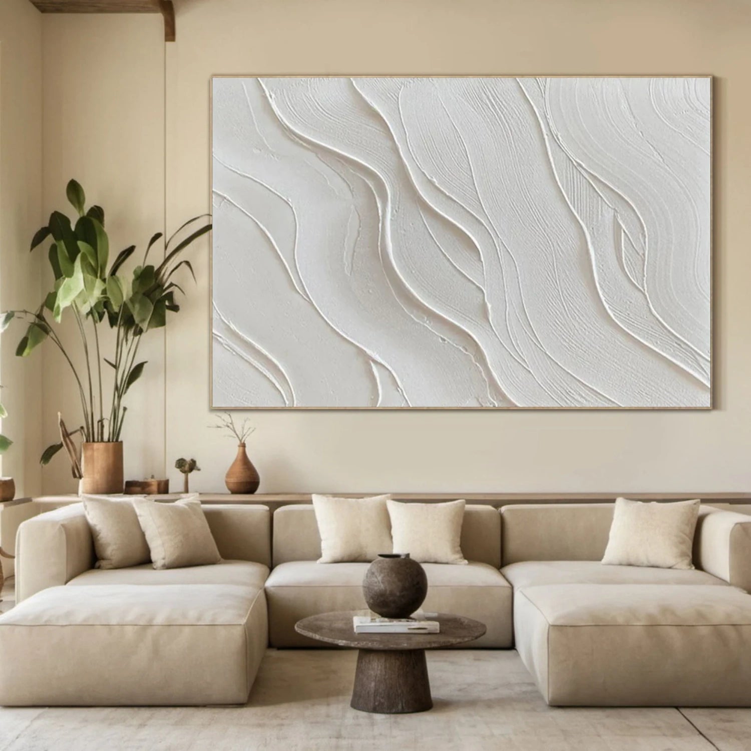 White Textured Minimalist Wall Art #WT182
