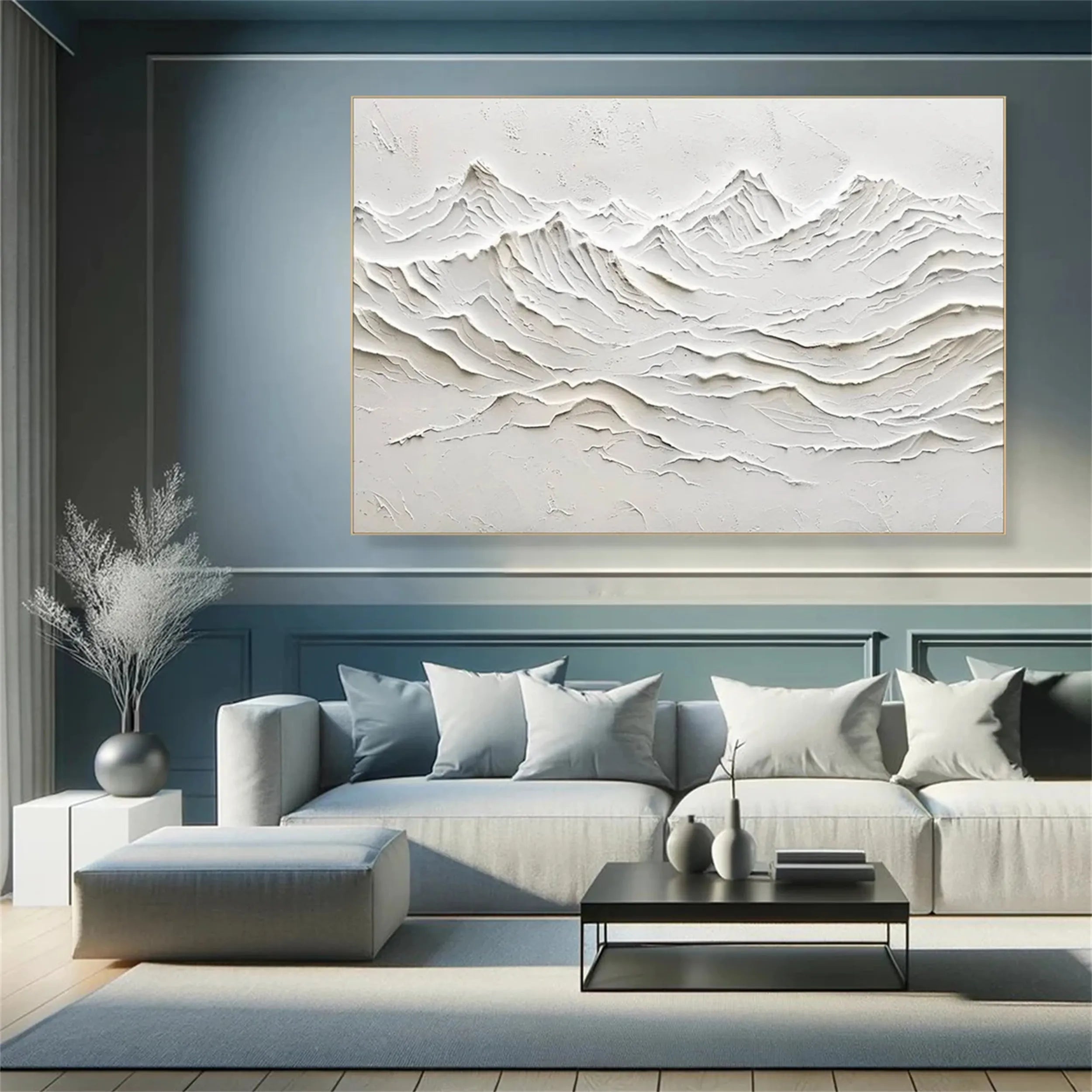 White Textured Minimalist Wall Art #WT121
