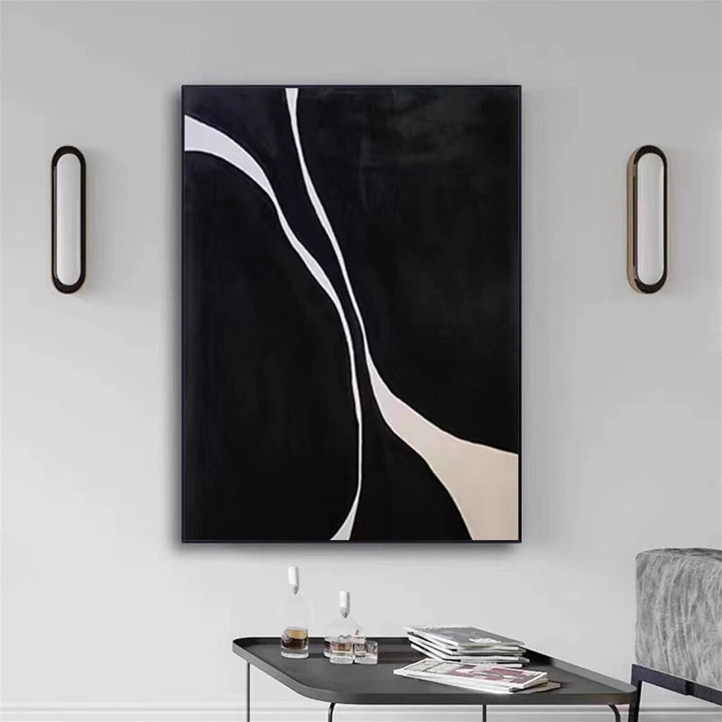 Black Textured Minimalist Wall Art #BT040