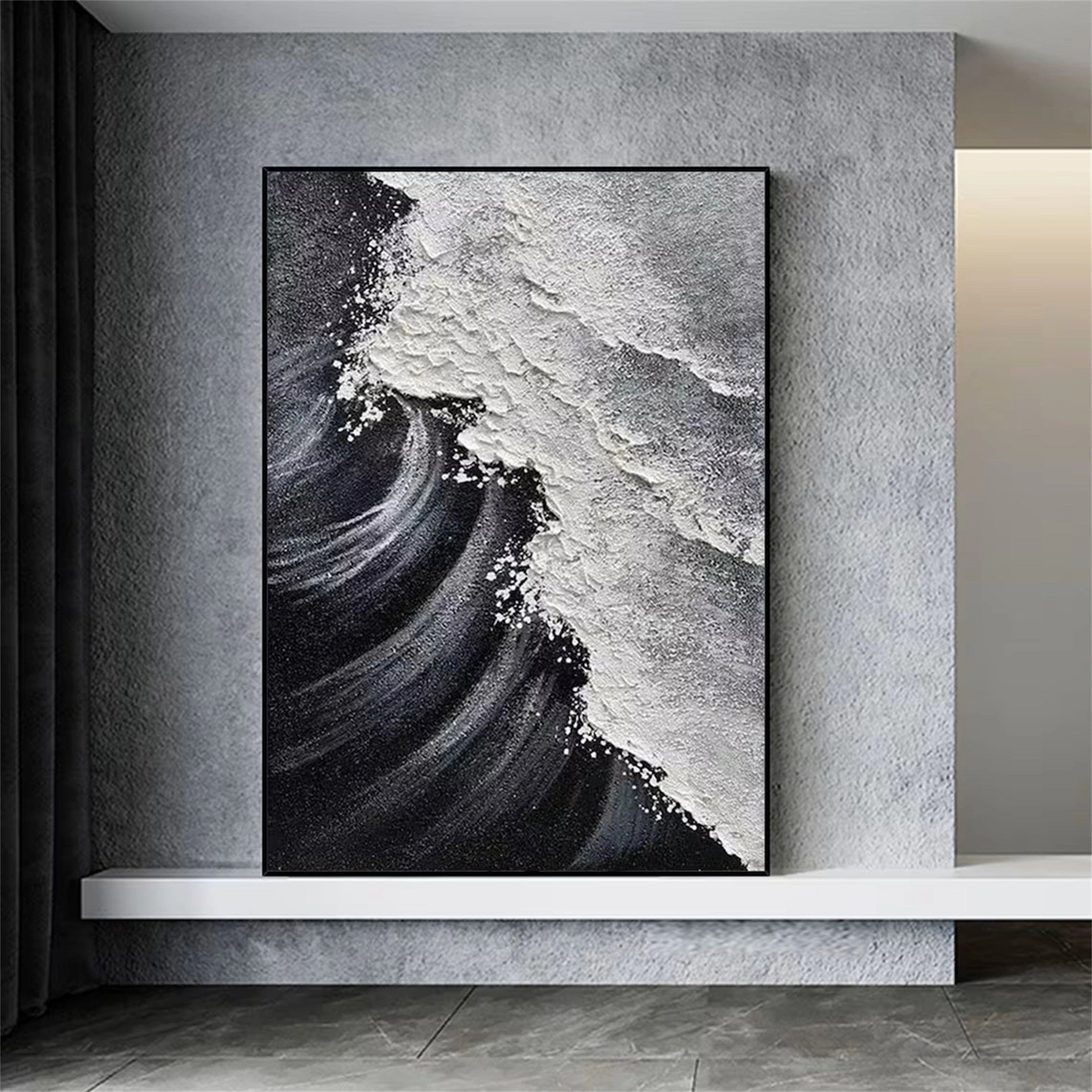 Black Textured Minimalist Wall Art #BT049
