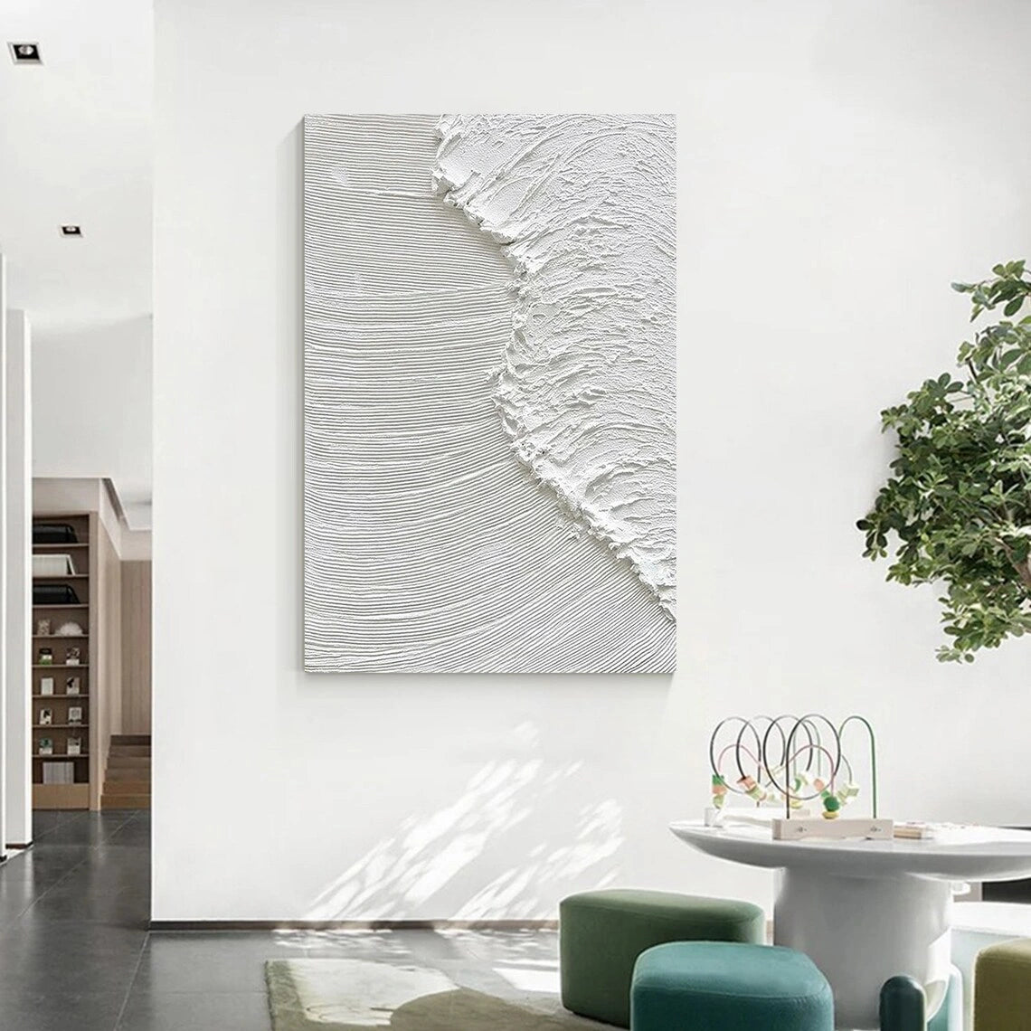 White Textured Minimalist Wall Art #WT058