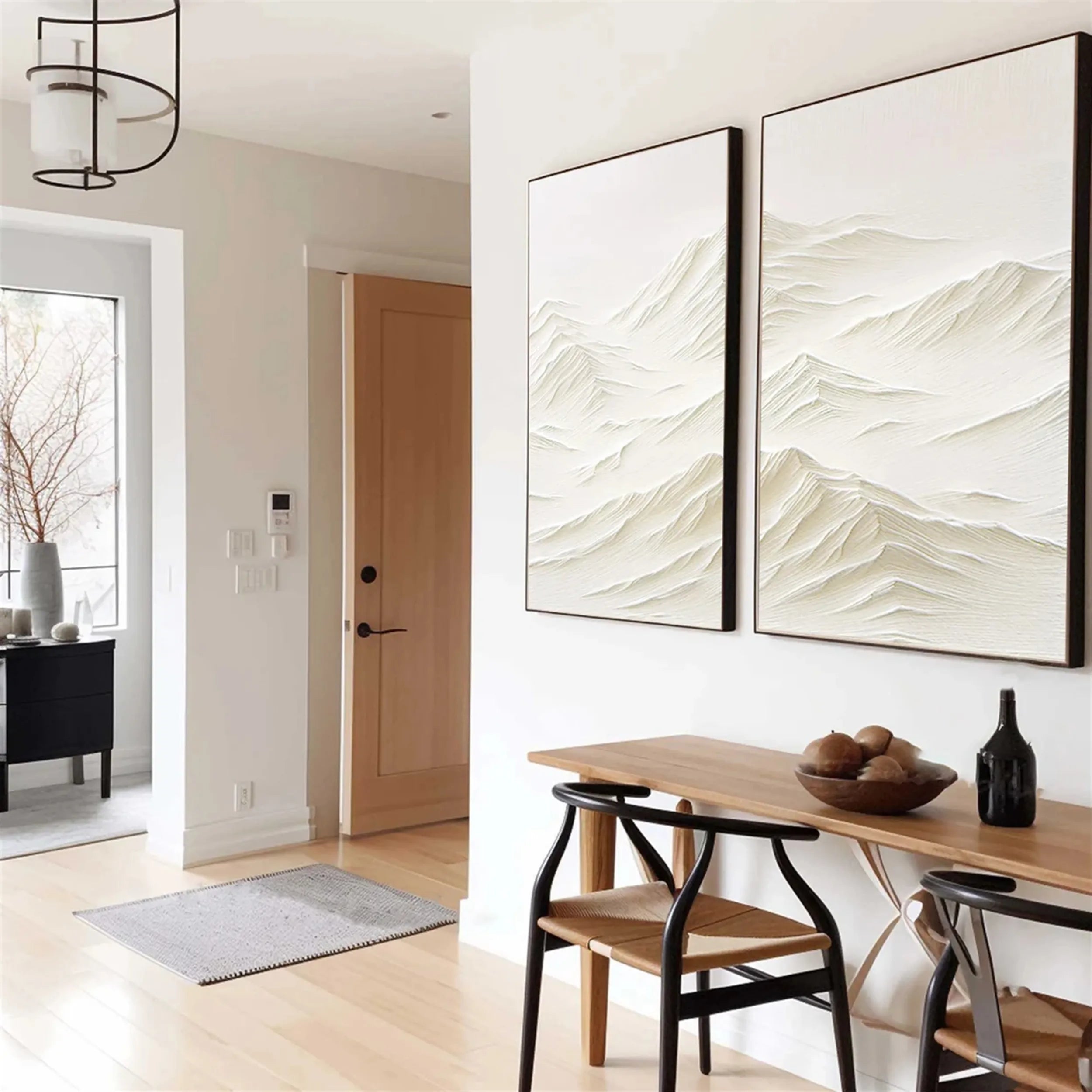 White Textured Minimalist Wall Art Set of 2 #WT089