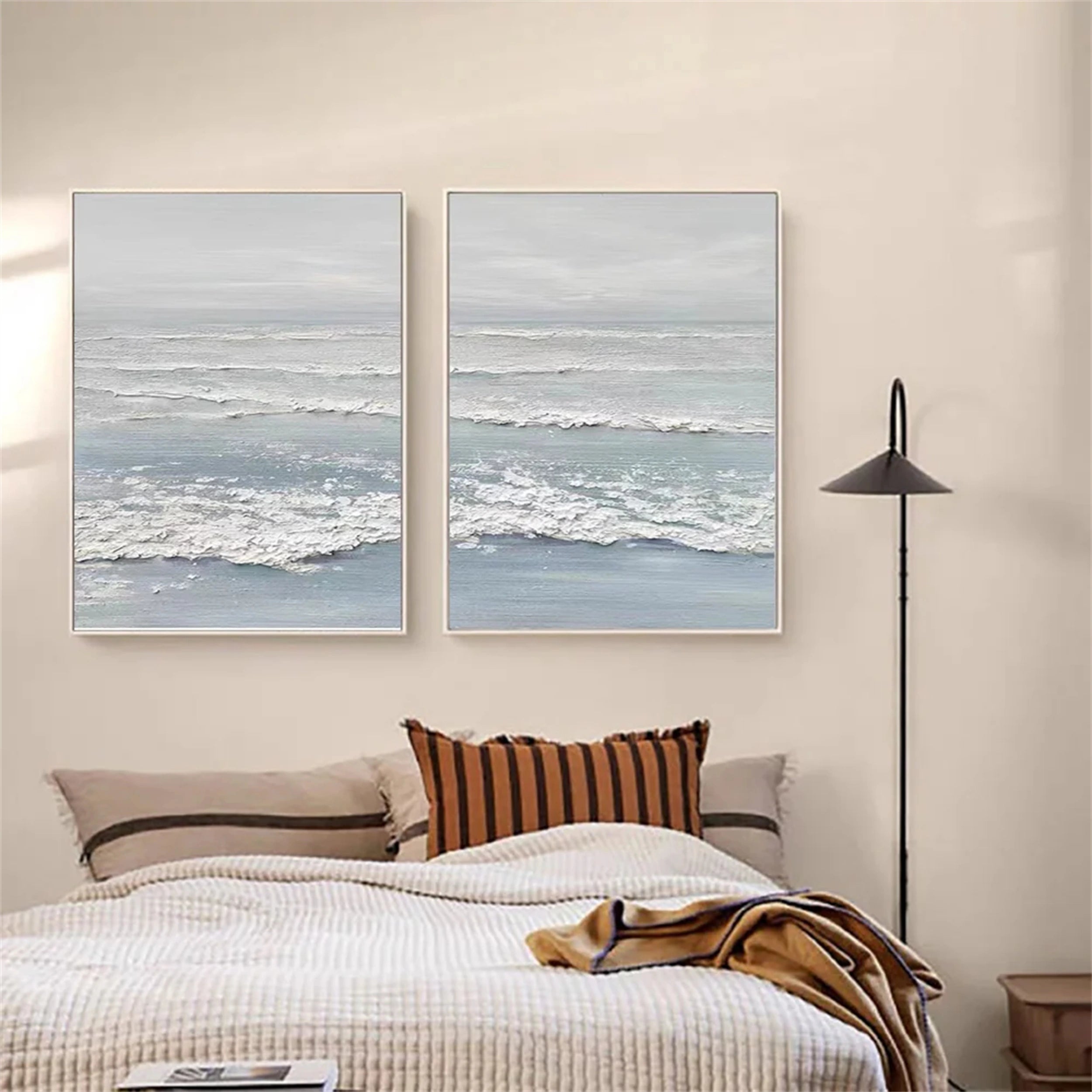 Blue Textured Minimalist Wall Art Set of 2 #BL005