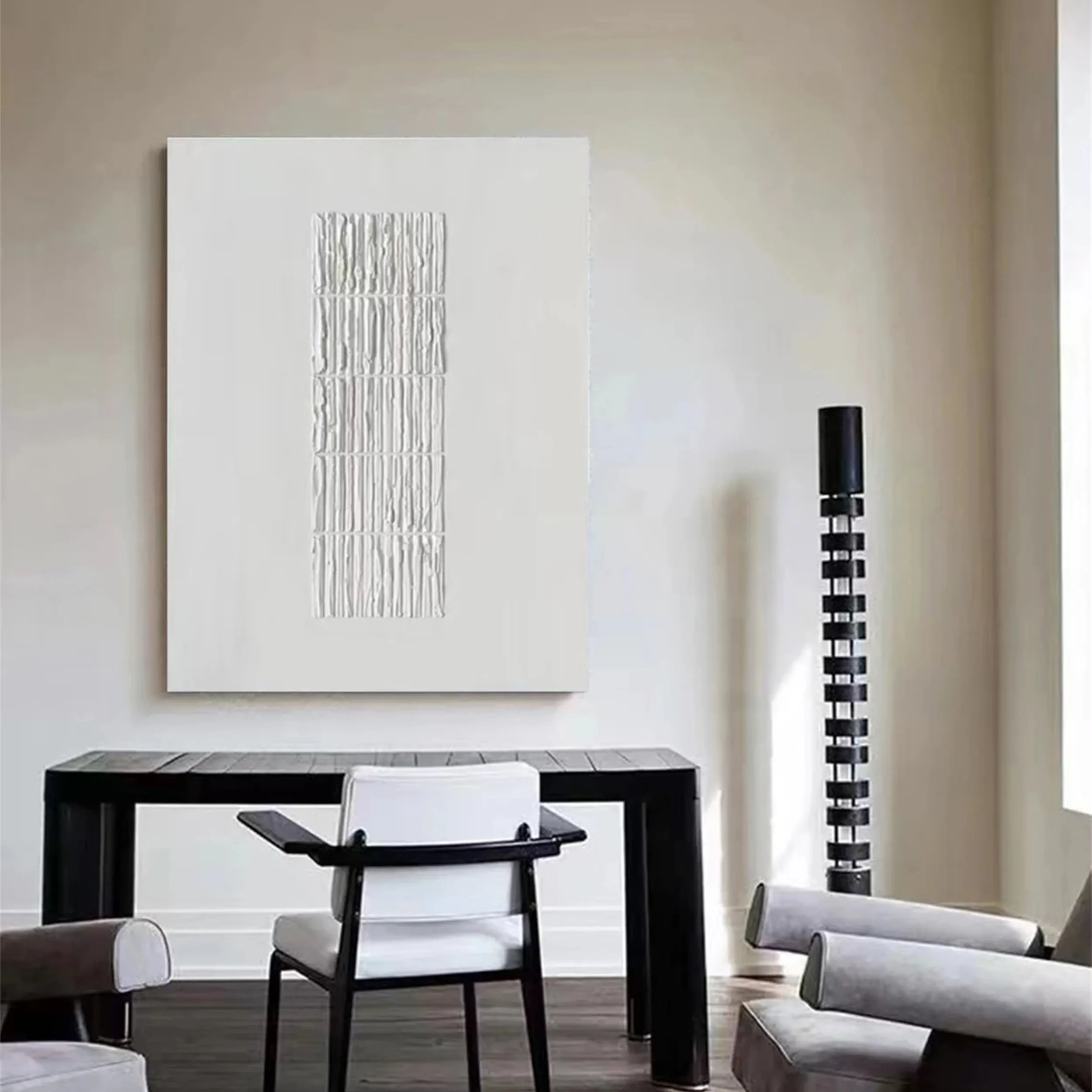 White Textured Minimalist Wall Art #WT111
