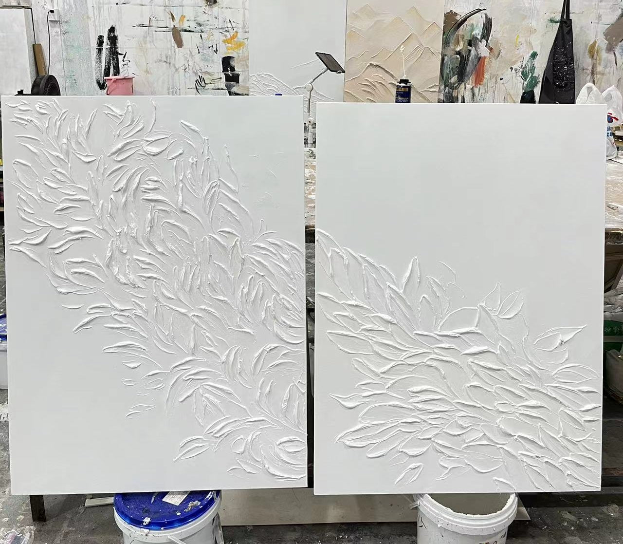 White Tree And Flower Painting Set of 2 #TF024