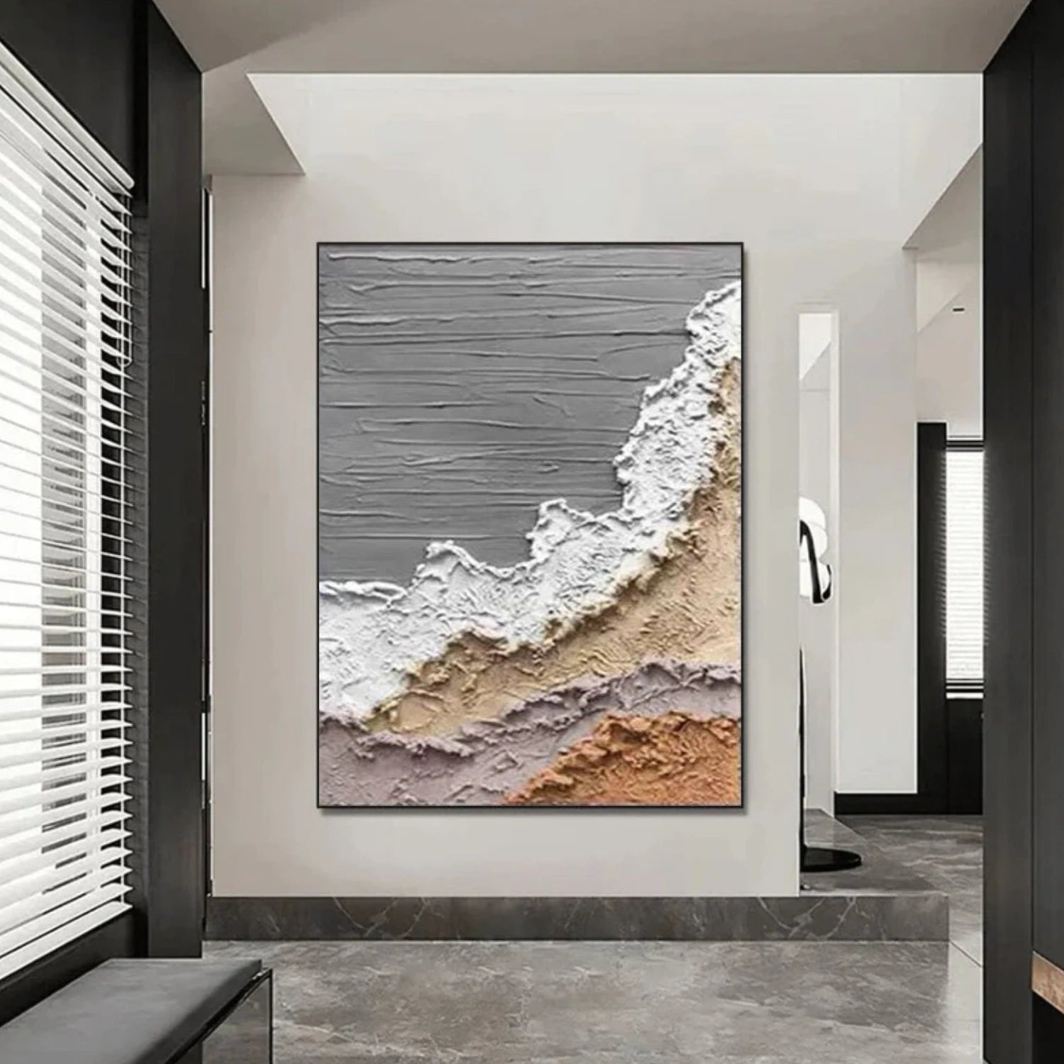 Sky And Ocean Abstract Textured Wall Art #SO362
