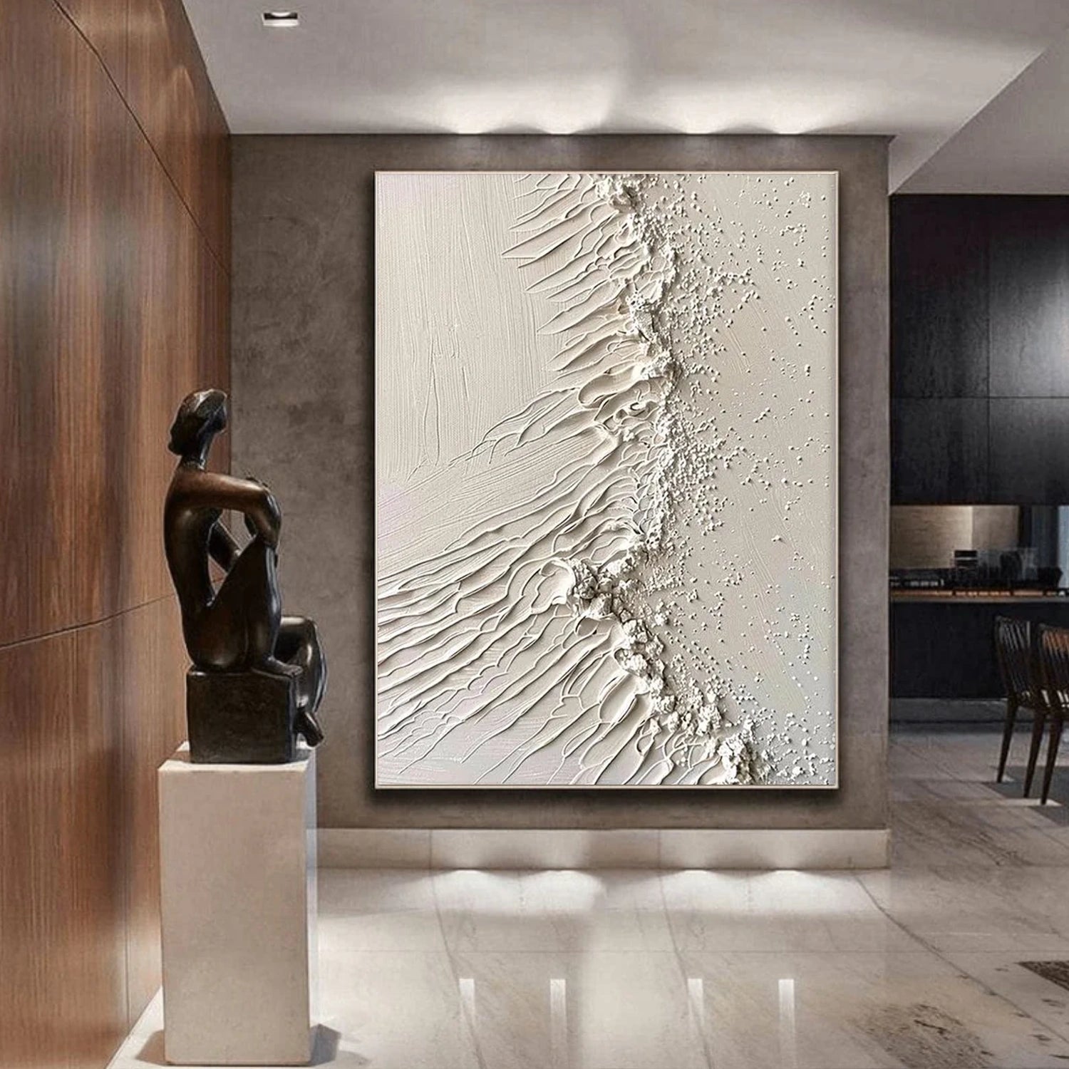 White Textured Minimalist Wall Art #WT227