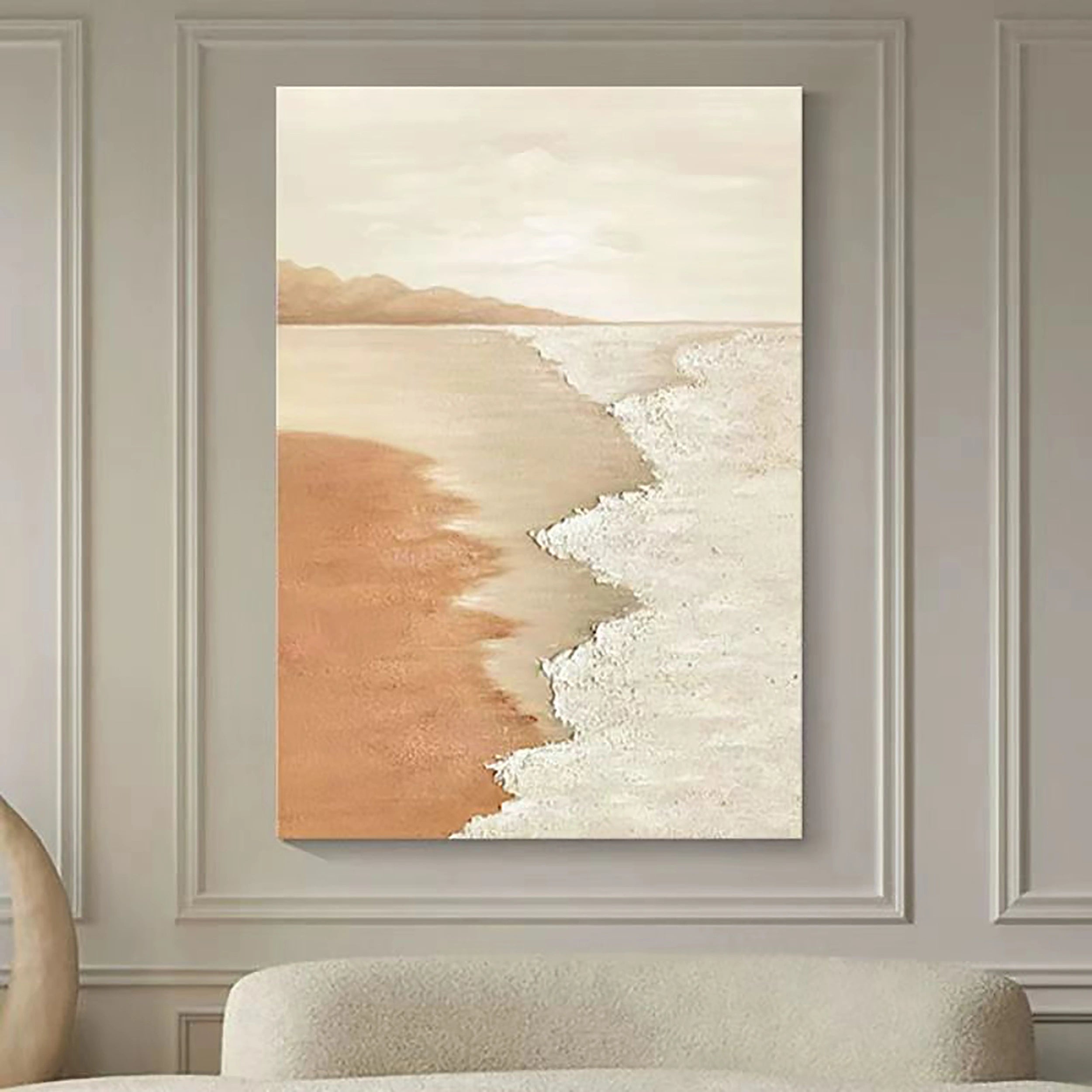 Beige & Brown Textured Minimalist Wall Art #BM019