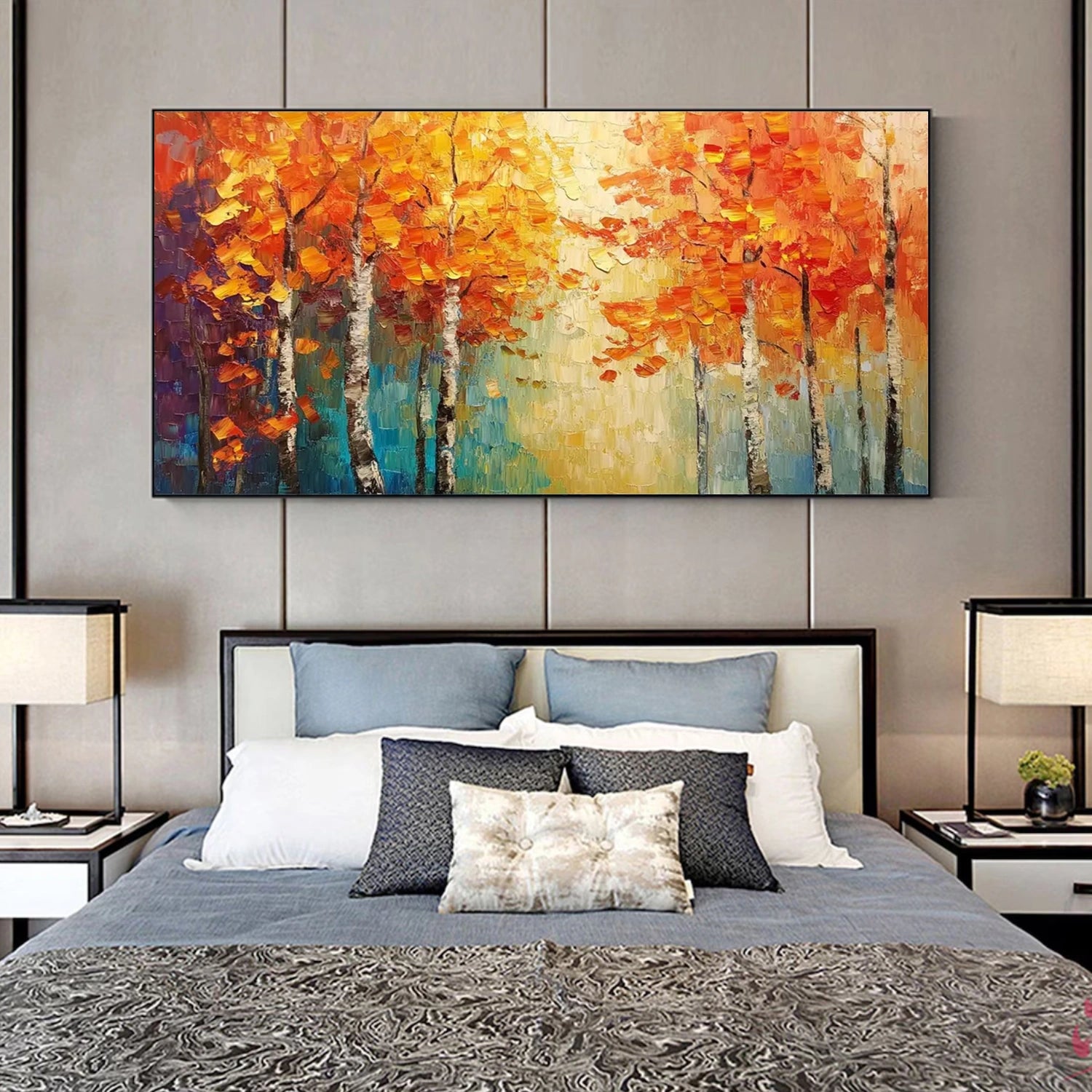 Tree And Flower Abstract Textured Wall Art #TF165