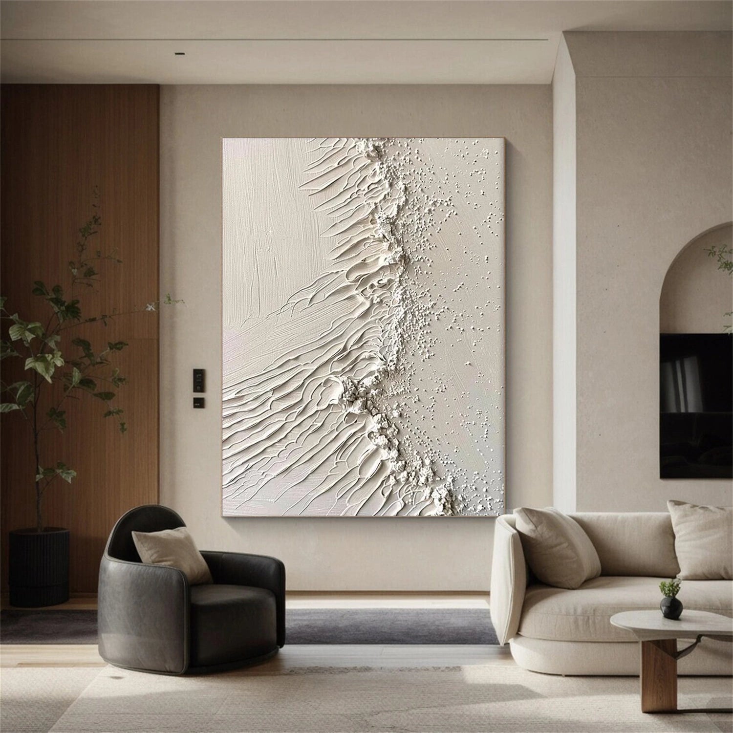 White Textured Minimalist Wall Art #WT227