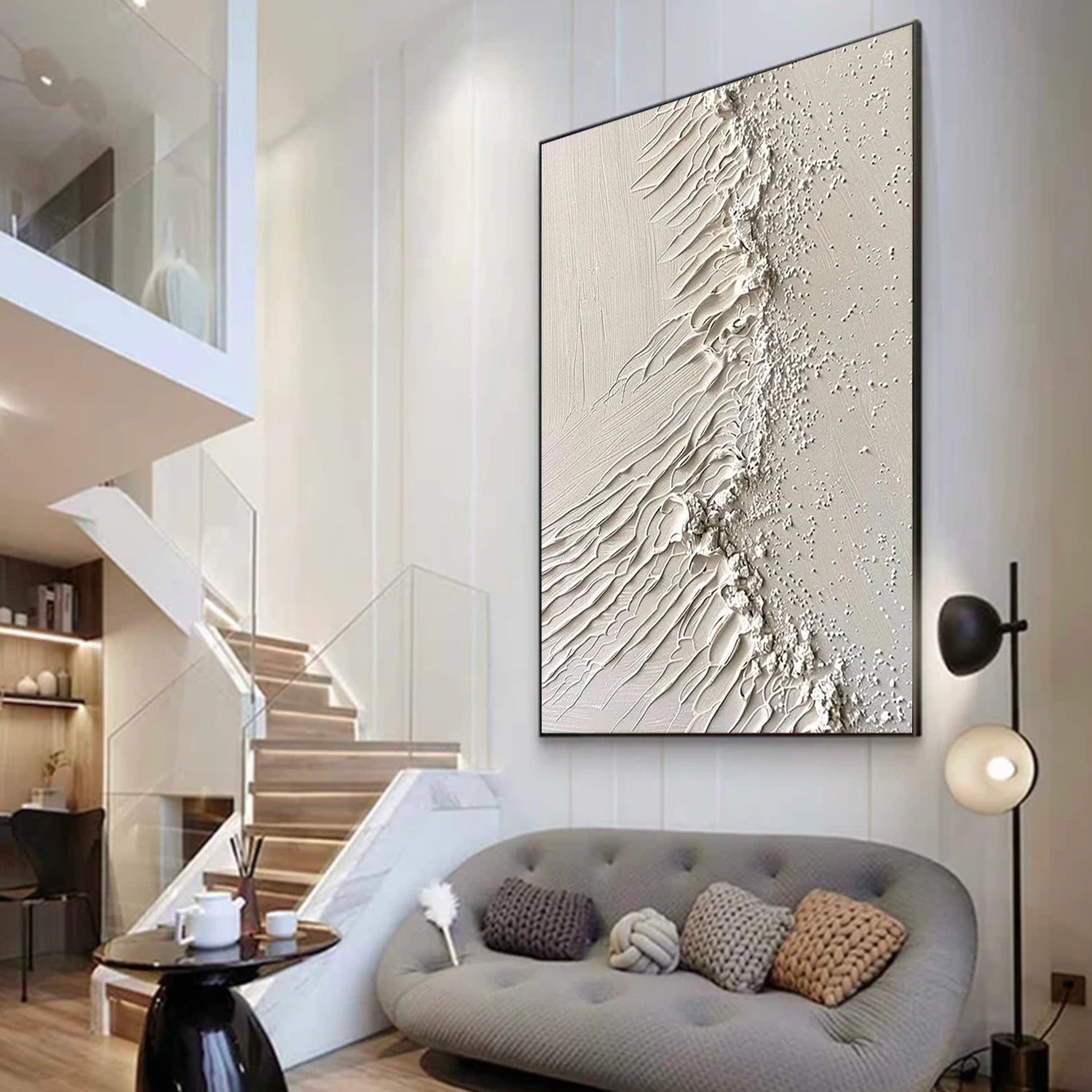 White Textured Minimalist Wall Art #WT227