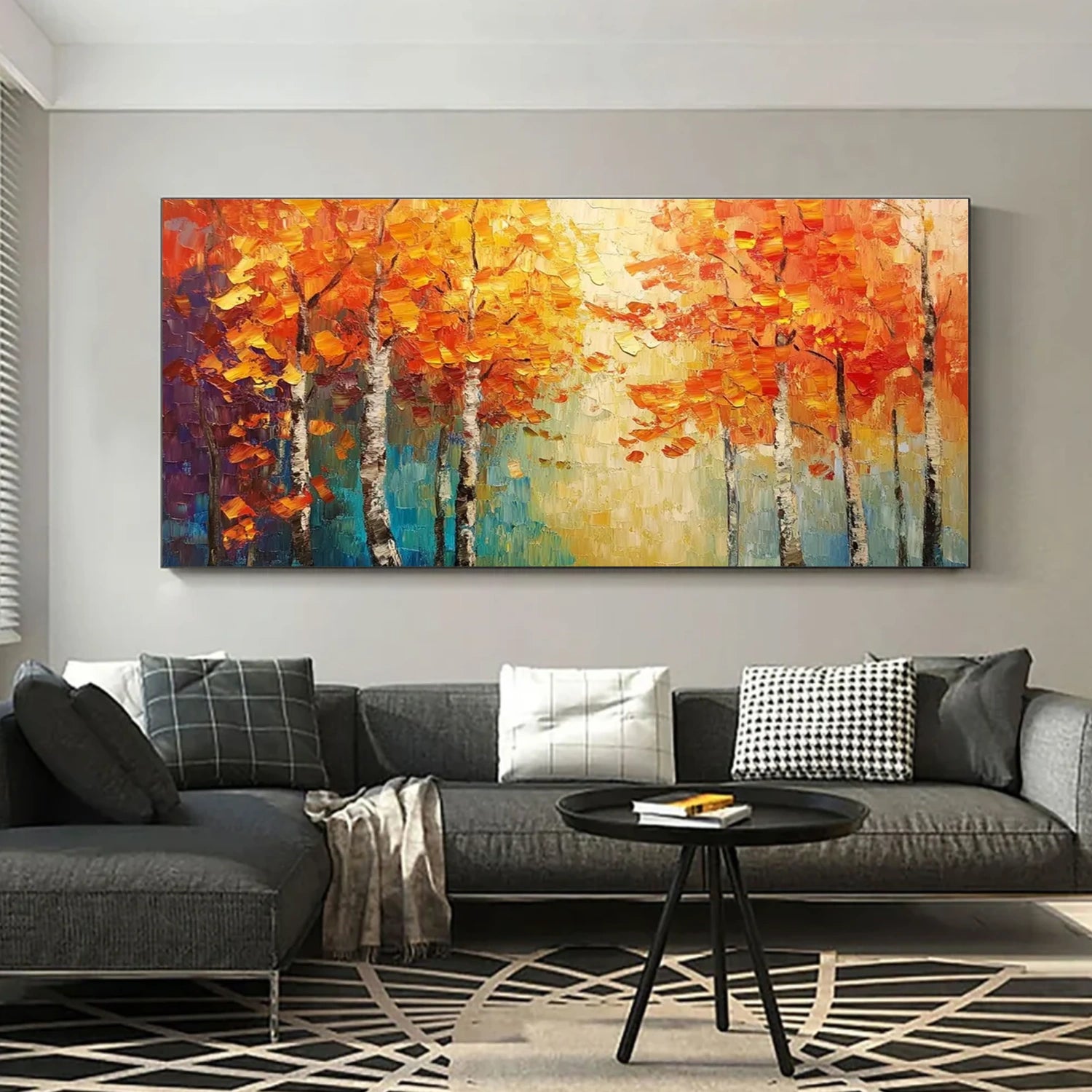 Tree And Flower Abstract Textured Wall Art #TF165