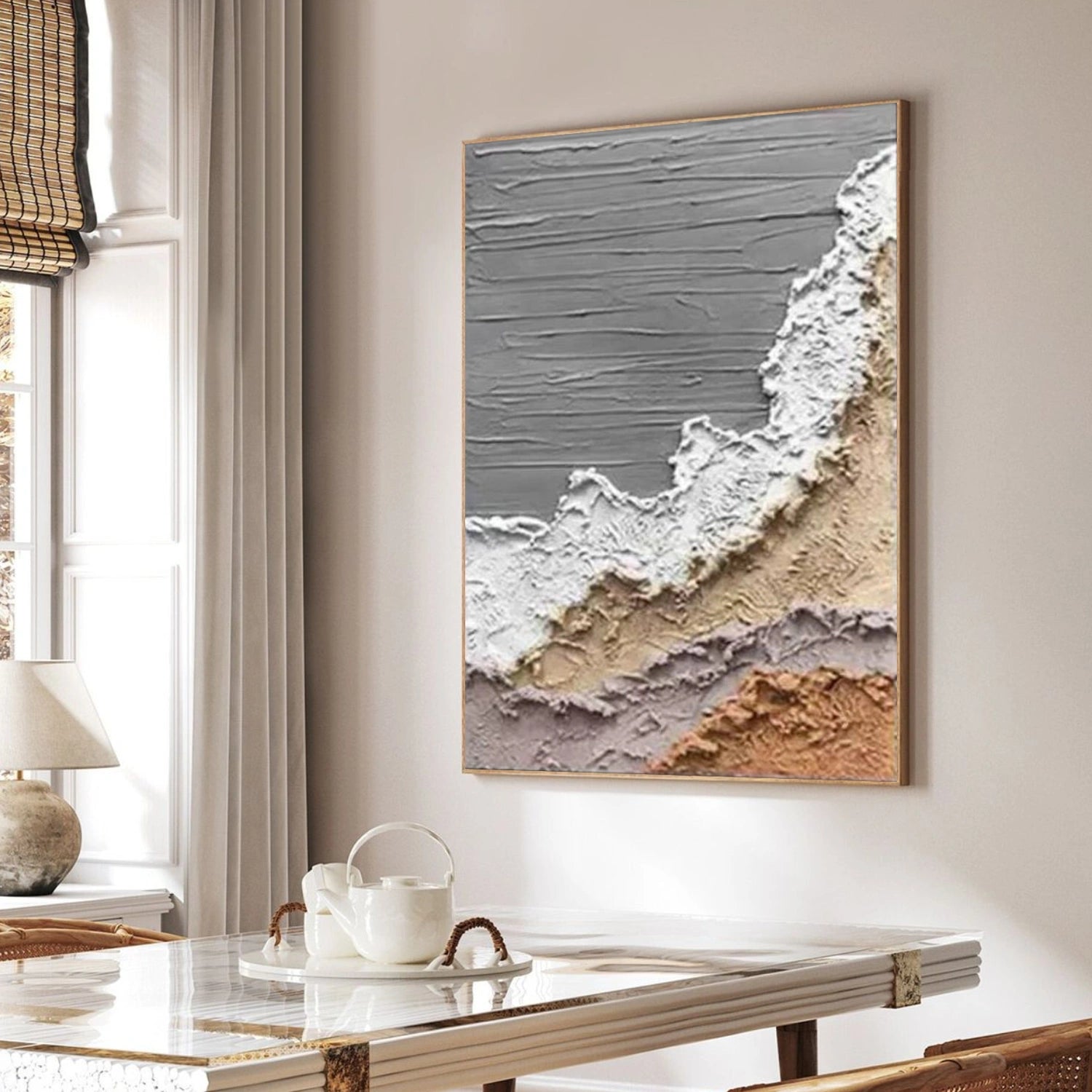 Sky And Ocean Abstract Textured Wall Art #SO362
