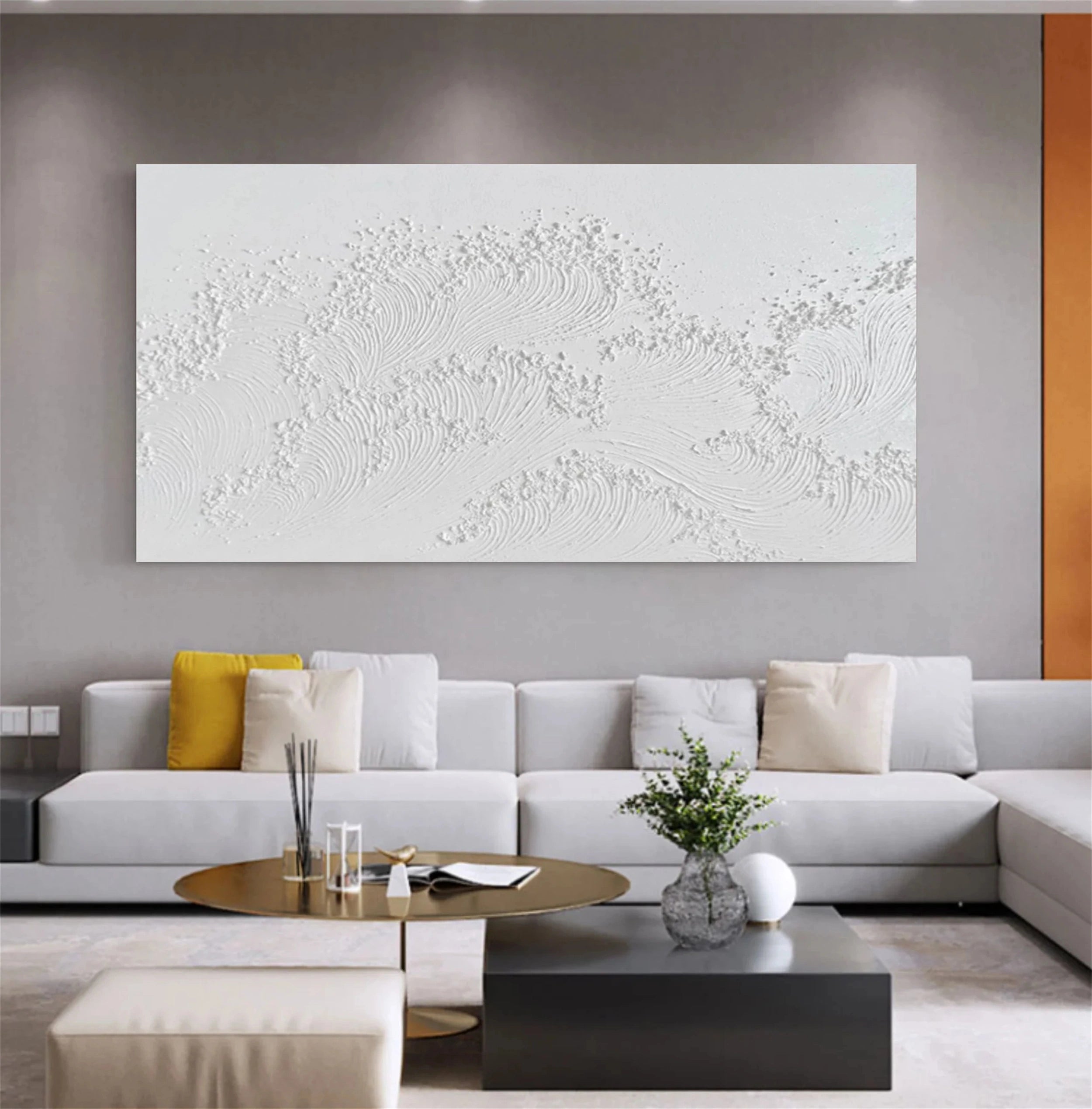 White Textured Minimalist Wall Art #WT076