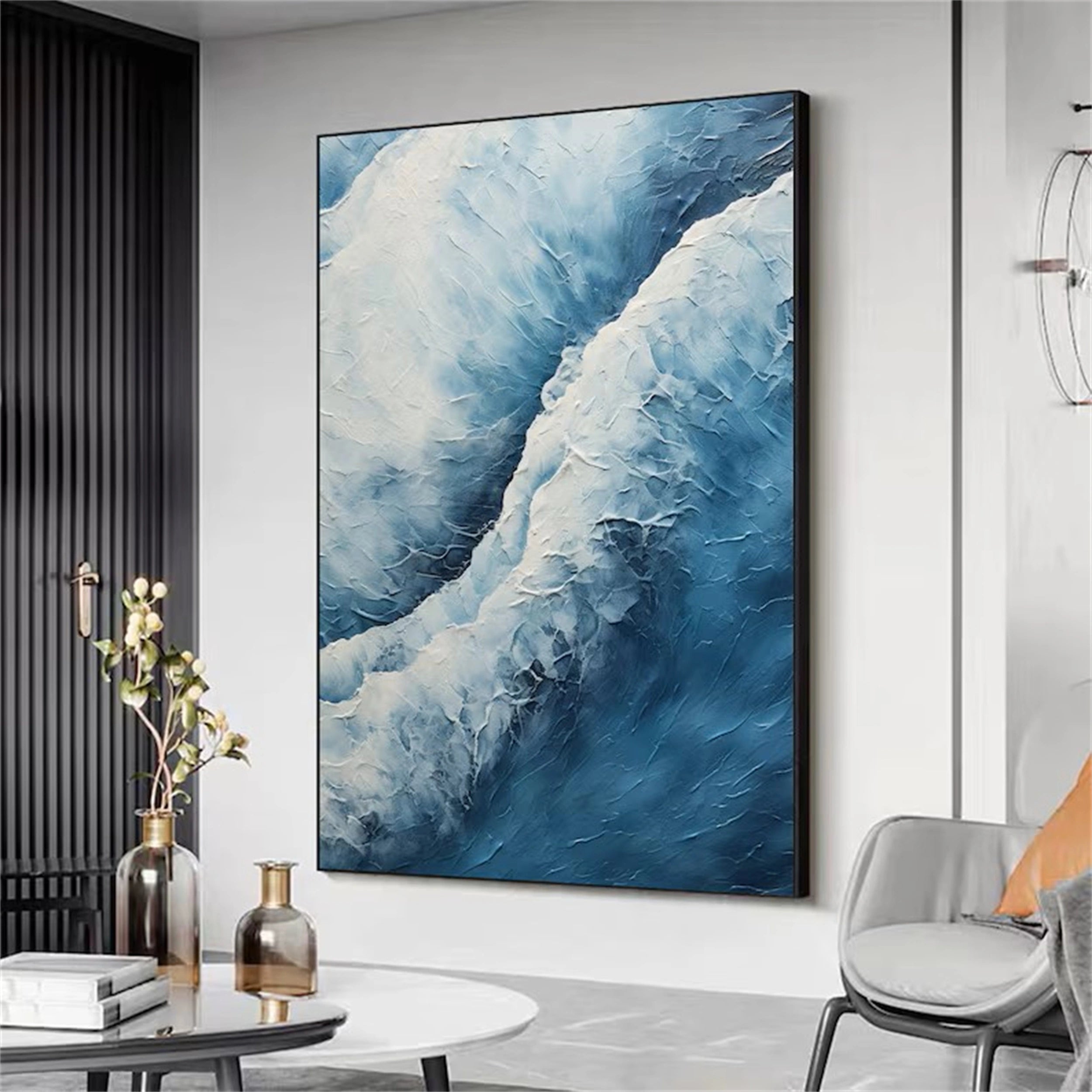 Blue Textured Minimalist Wall Art #BL011
