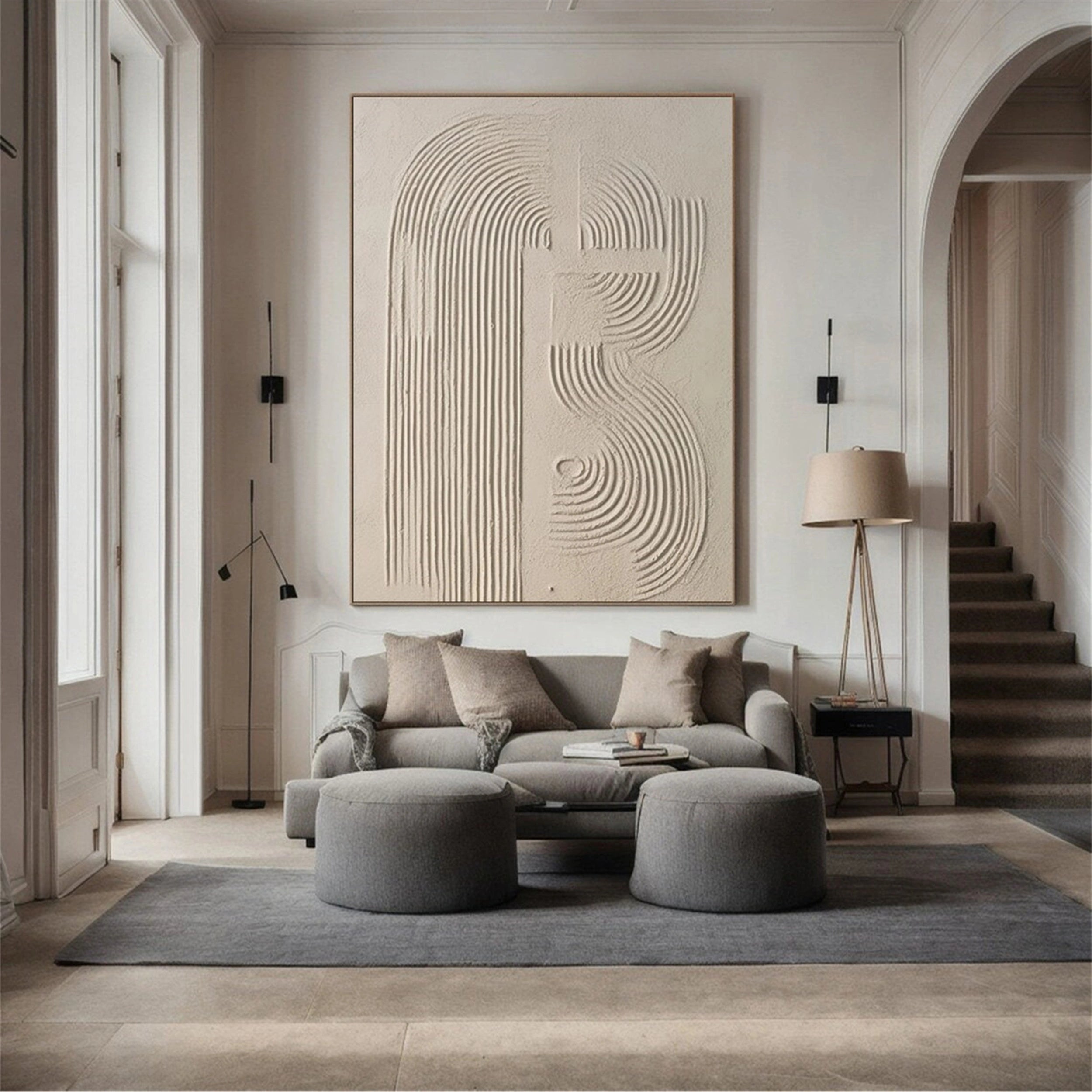 Beige & Brown Textured Minimalist Wall Art #BM025