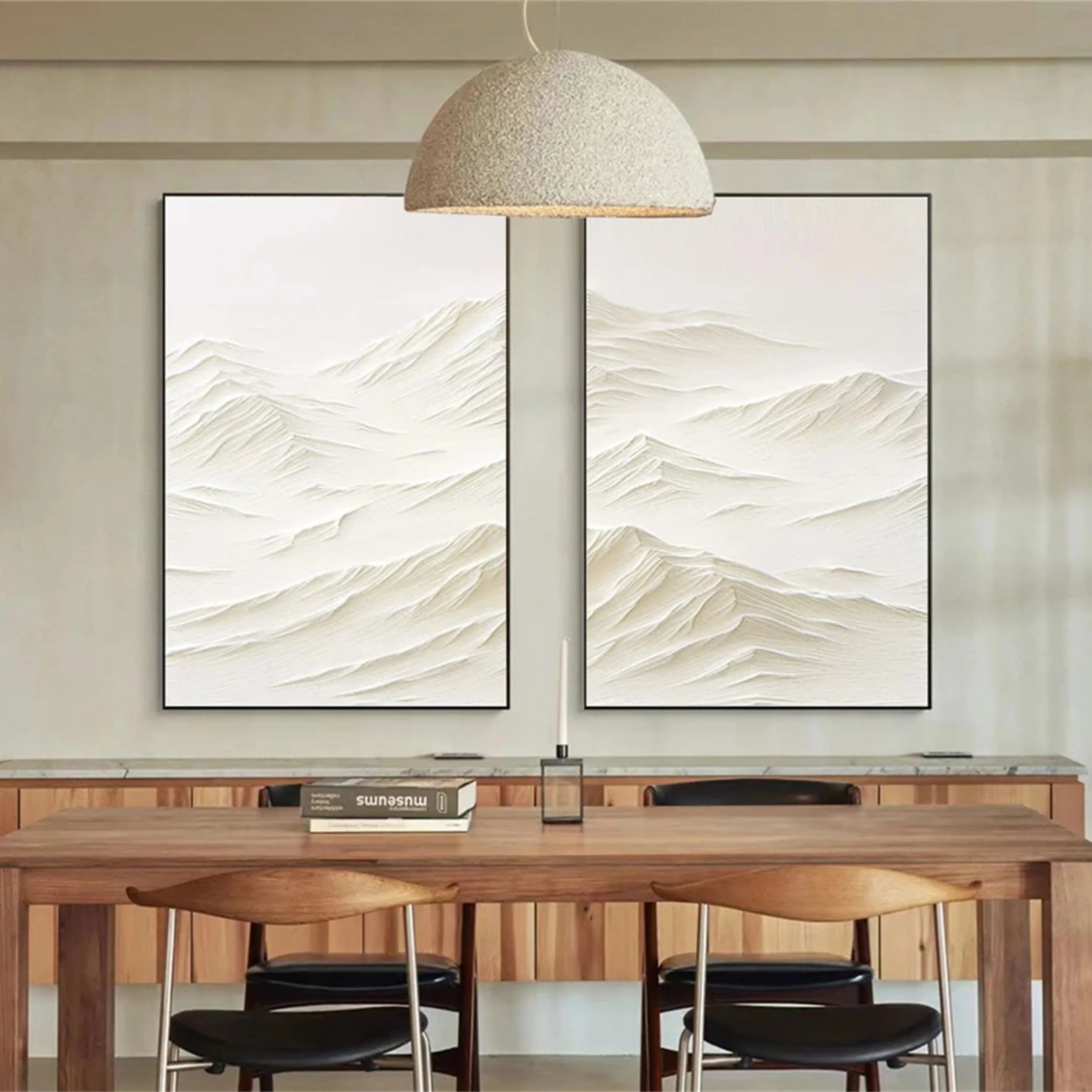 White Textured Minimalist Wall Art Set of 2 #WT089