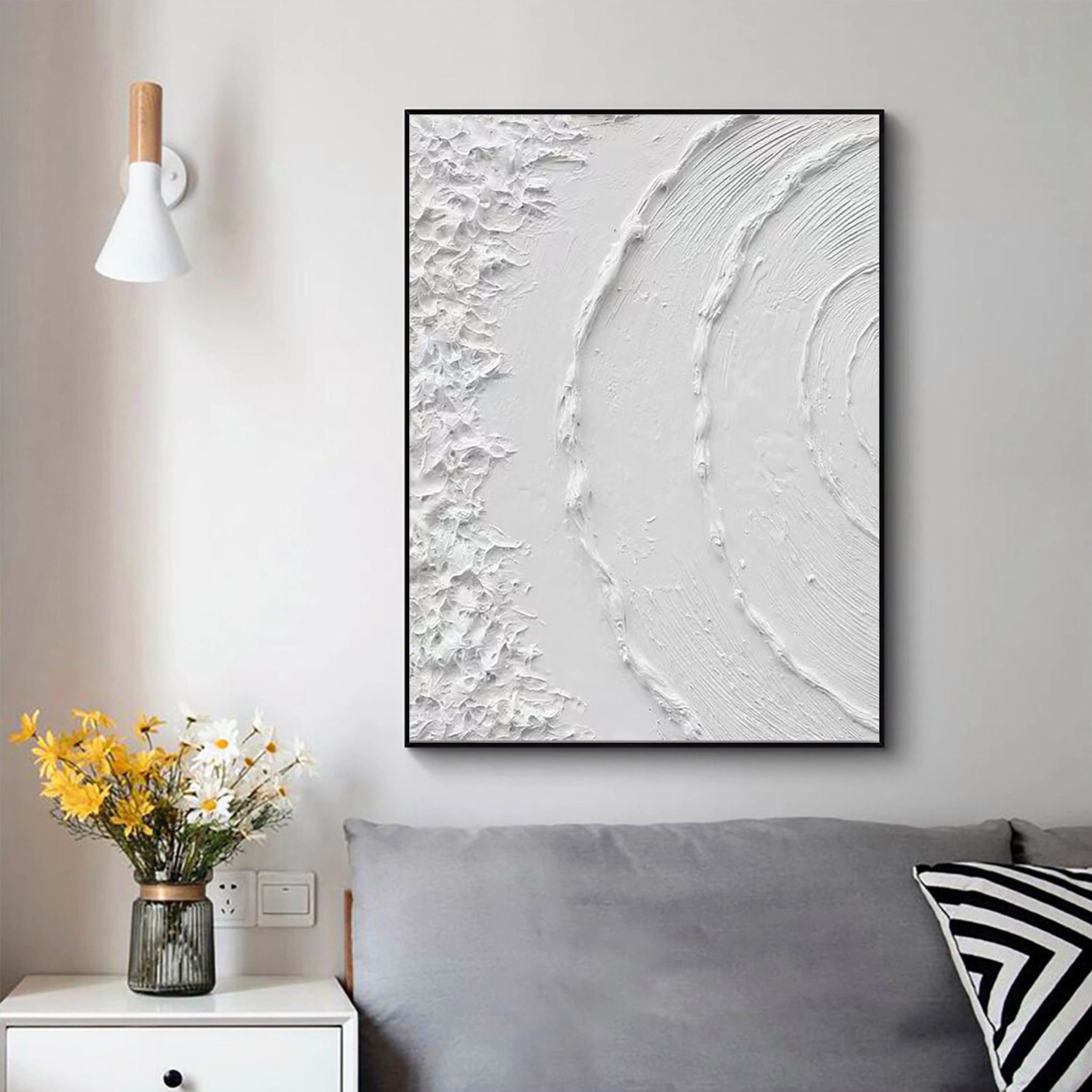 White Textured Minimalist Wall Art #WT059