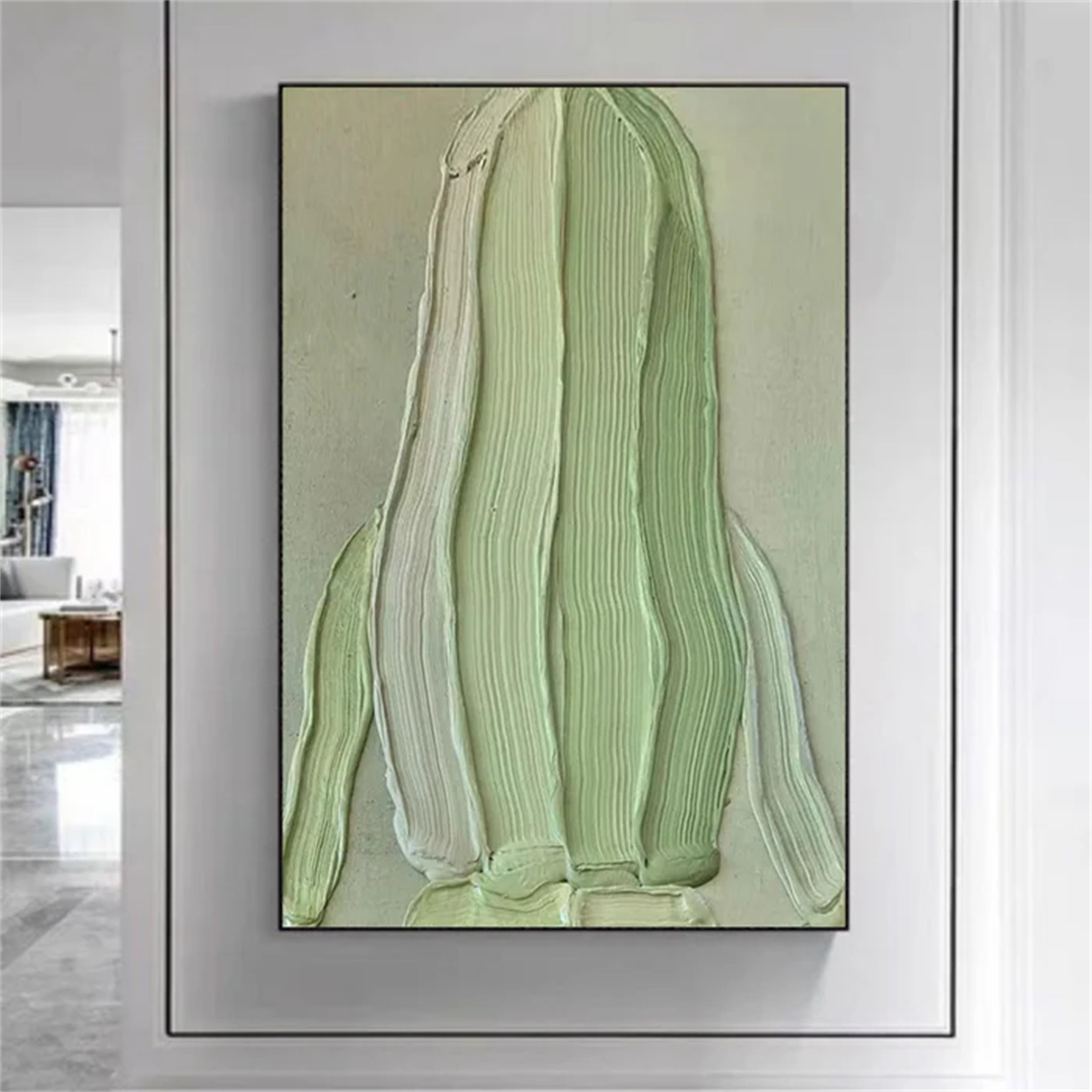 Green Textured Minimalist Wall Art #GT017