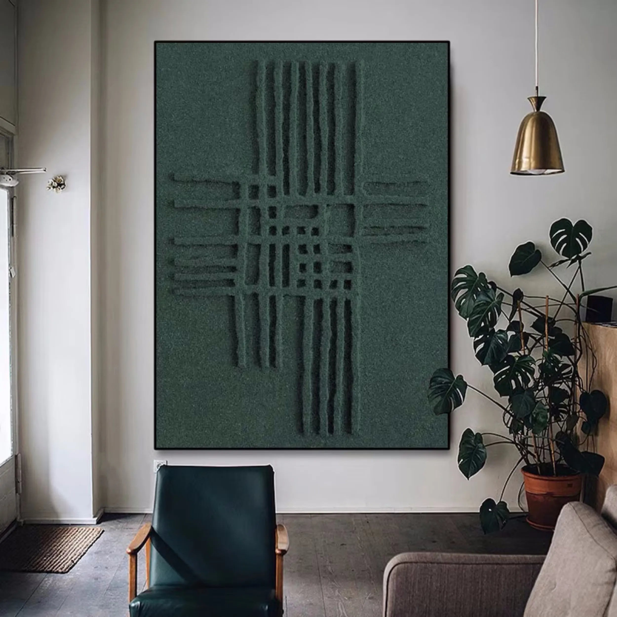 Green Textured Minimalist Wall Art #GT028