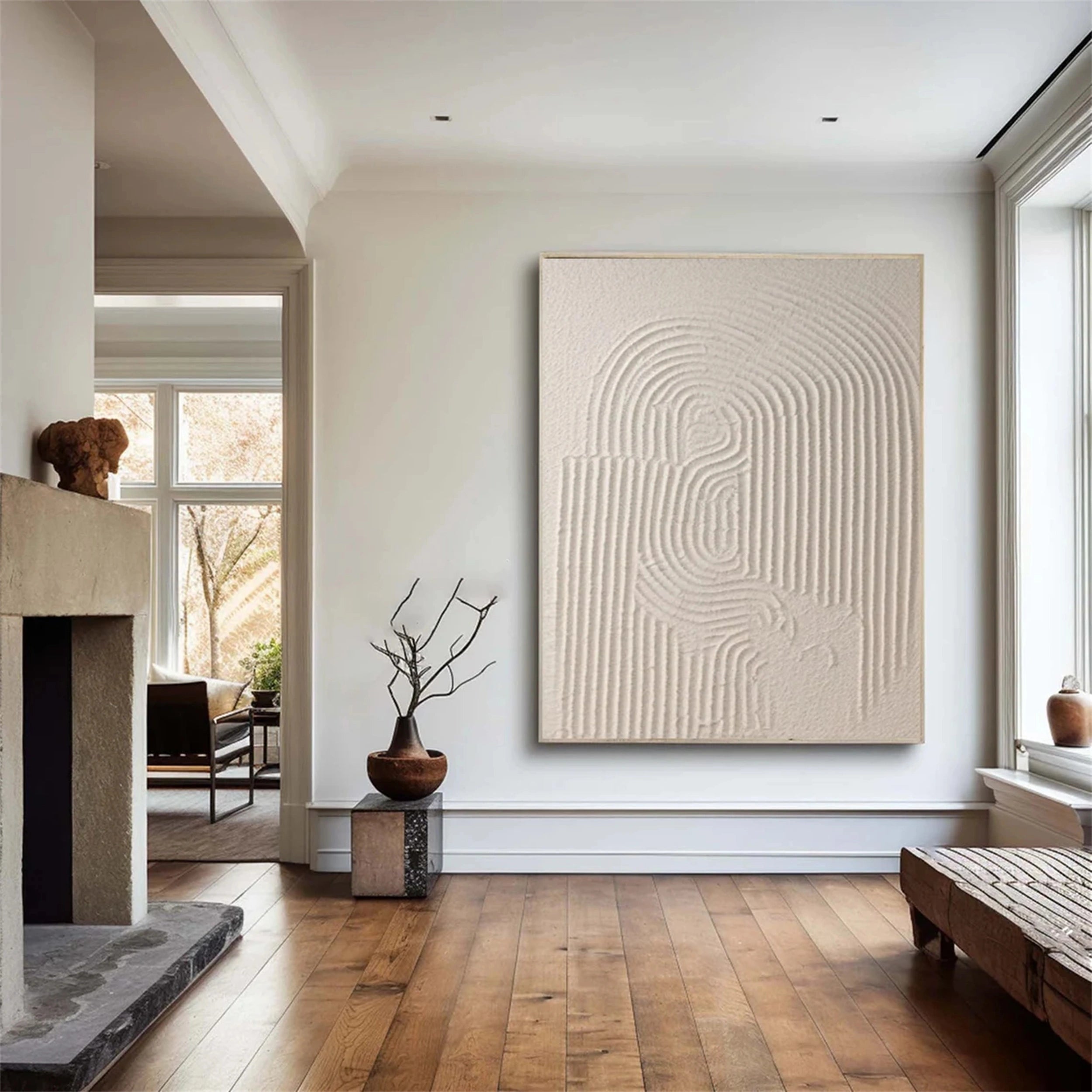 Beige & Brown Textured Minimalist Wall Art #BM026