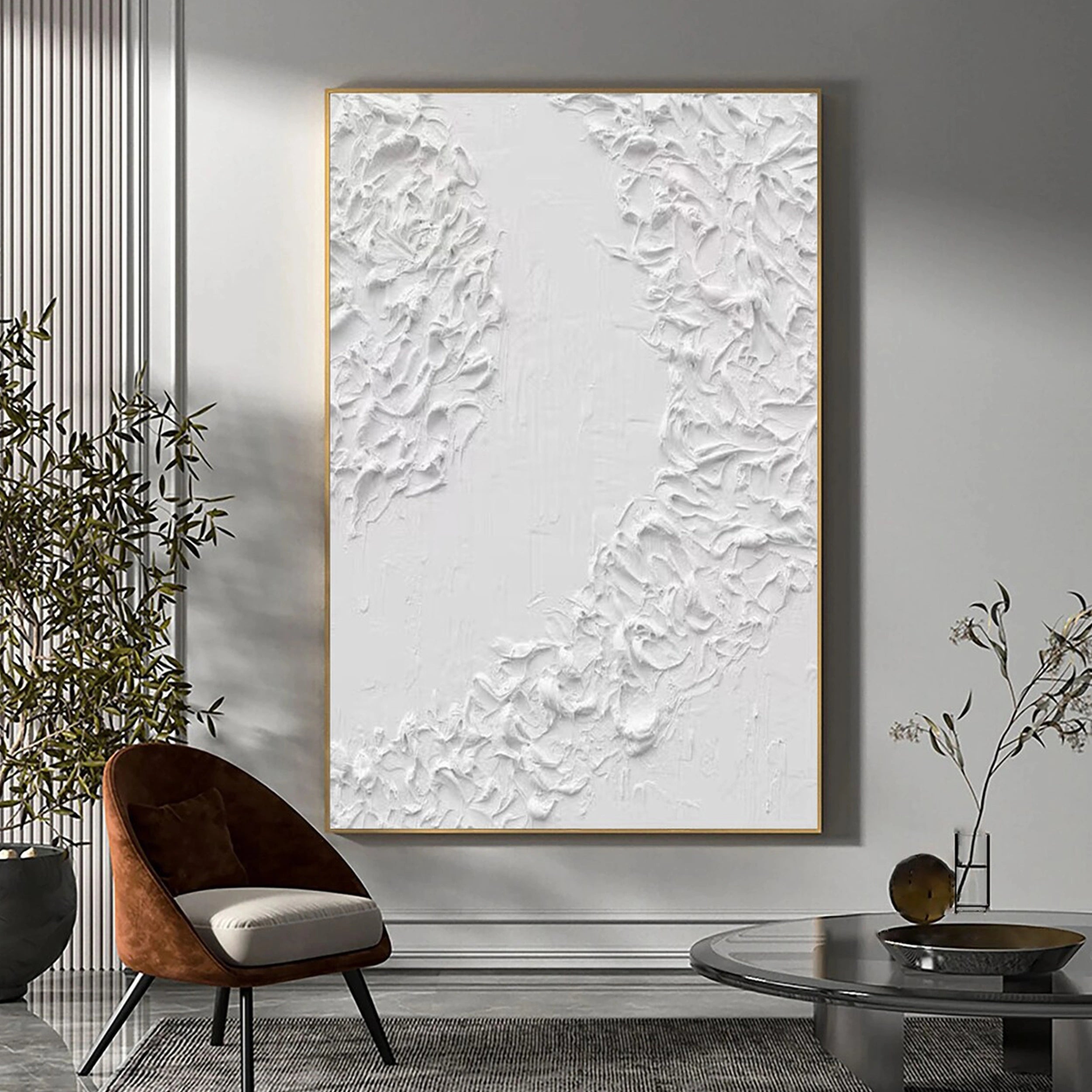 White Textured Minimalist Wall Art #WT057