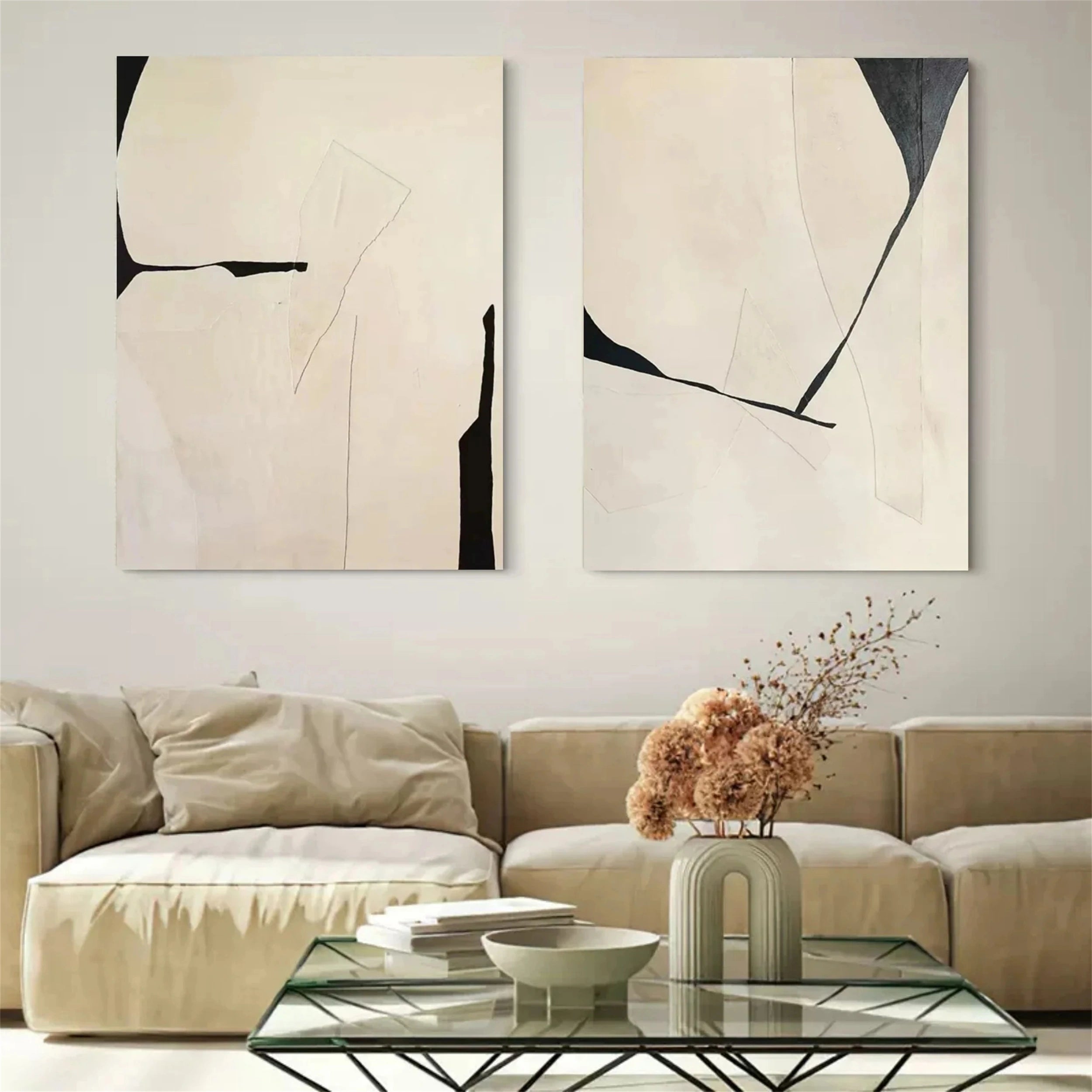 Wabi Sabi Abstract Wall Art Set of 2 #WA148