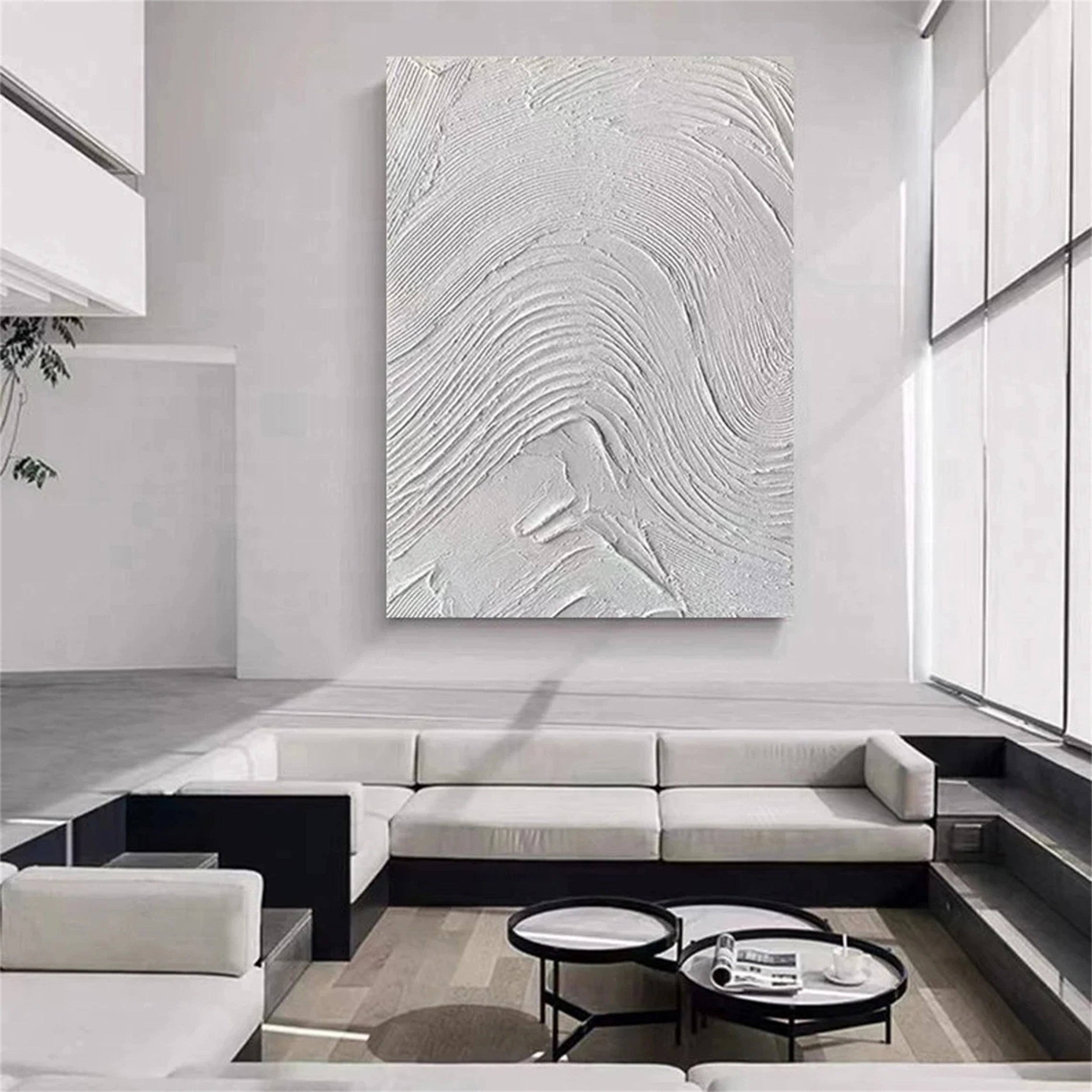 White Textured Minimalist Wall Art #WT075