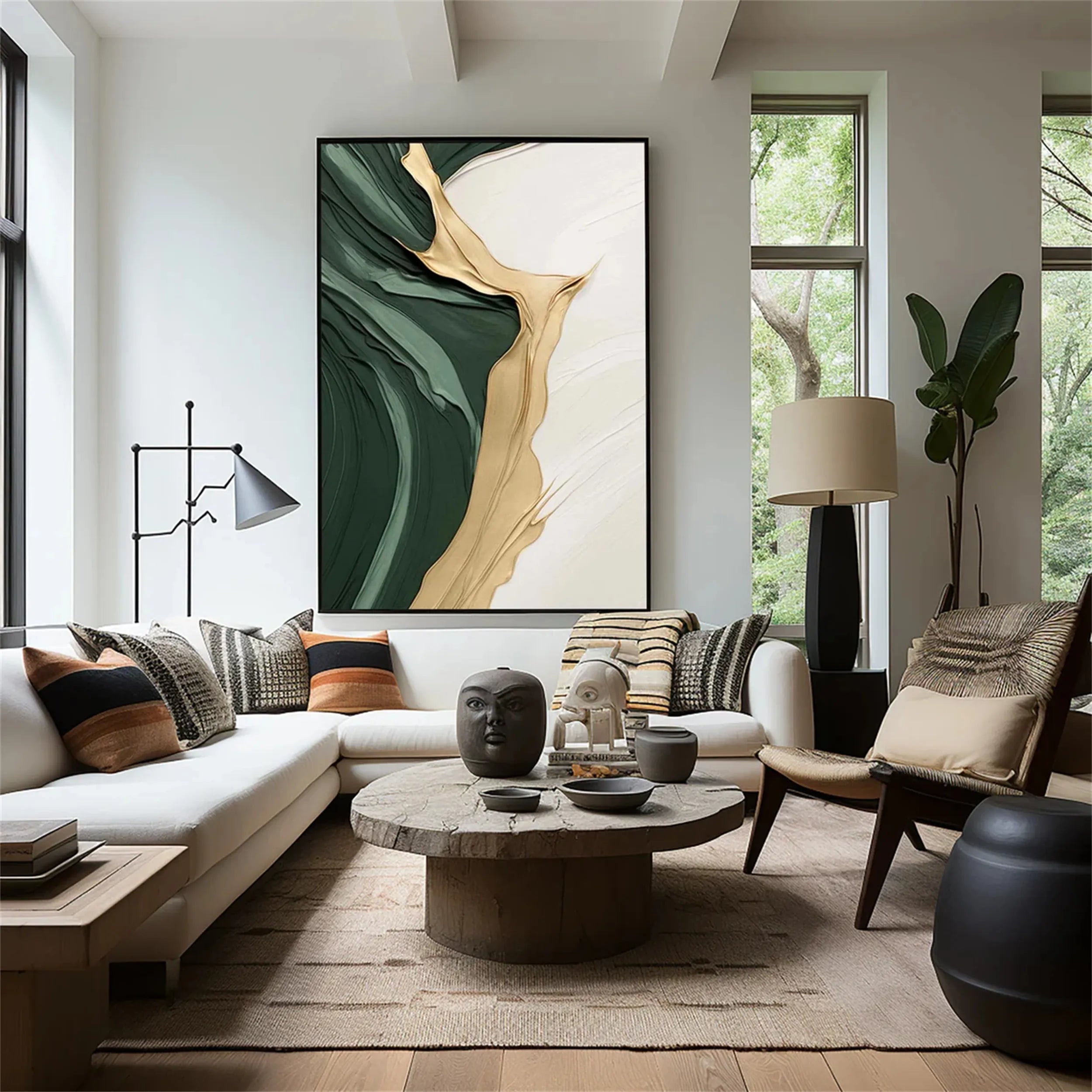 Green Textured Minimalist Wall Art #GT035