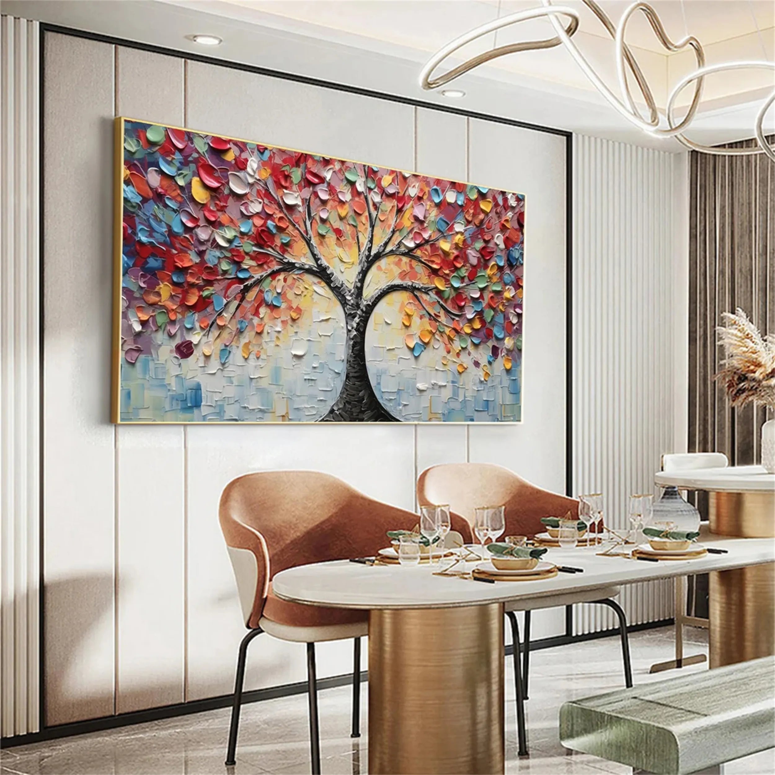Colorful Tree And Flower Painting #TF019