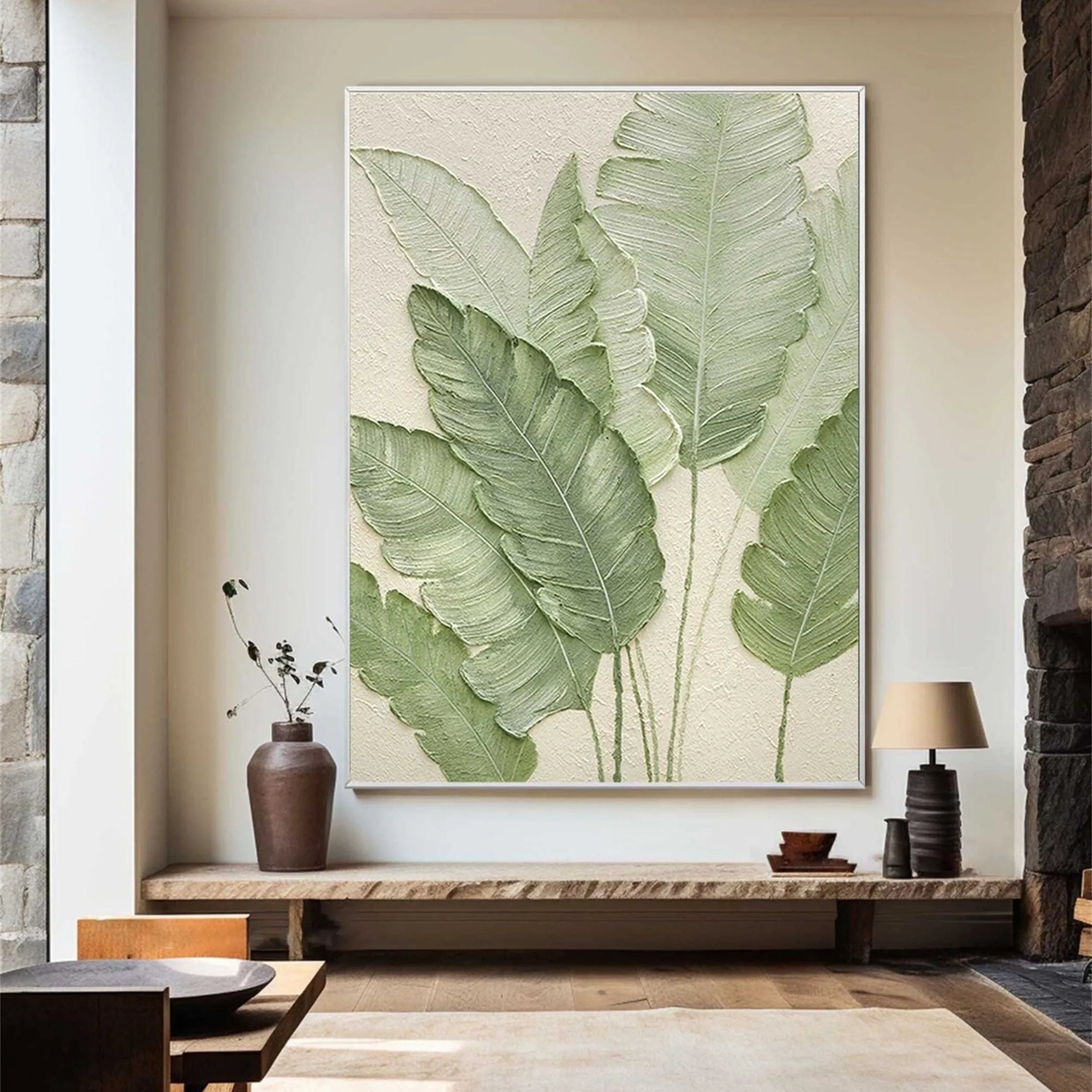 Green Textured Minimalist Wall Art #GT038