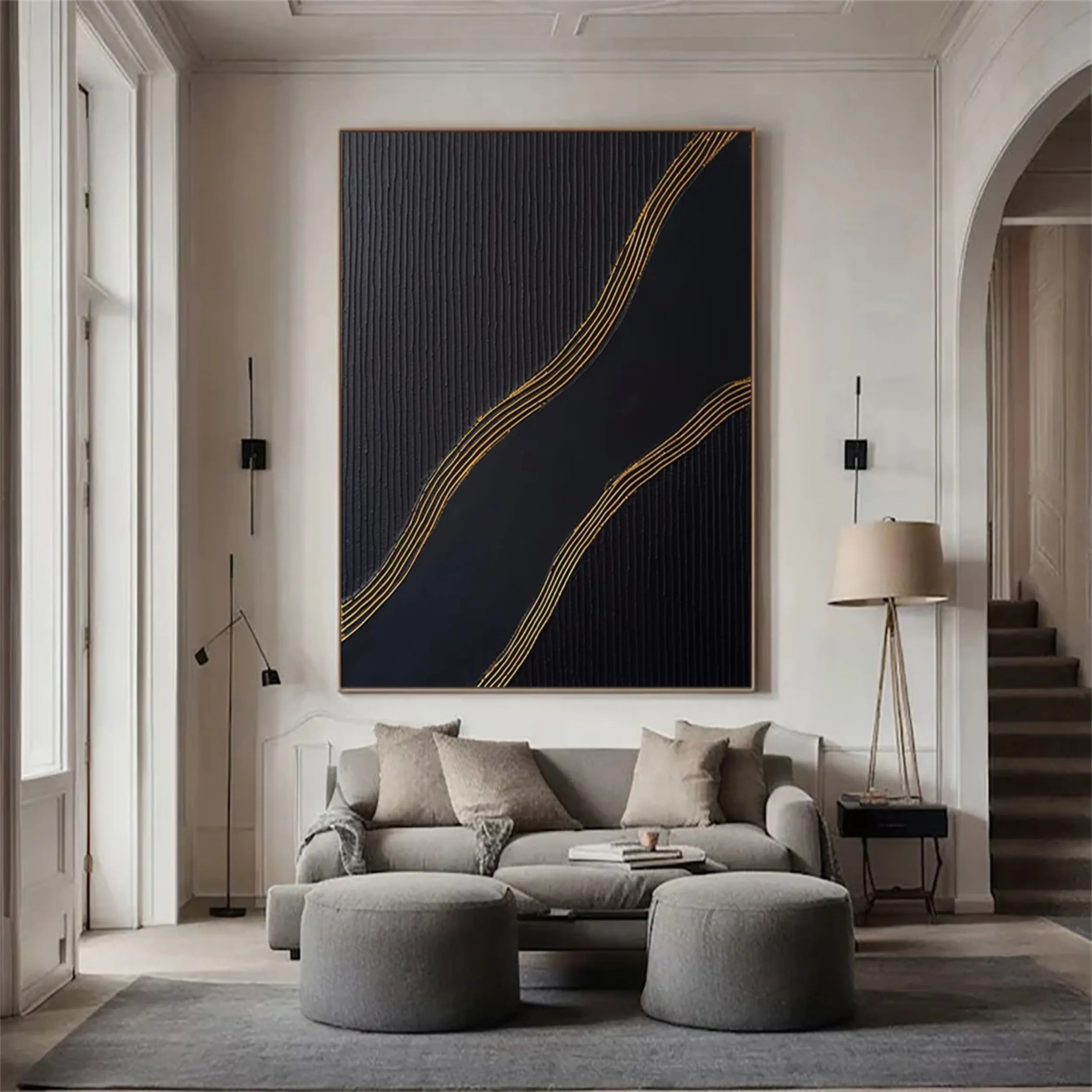 Black Textured Minimalist Wall Art #BT057
