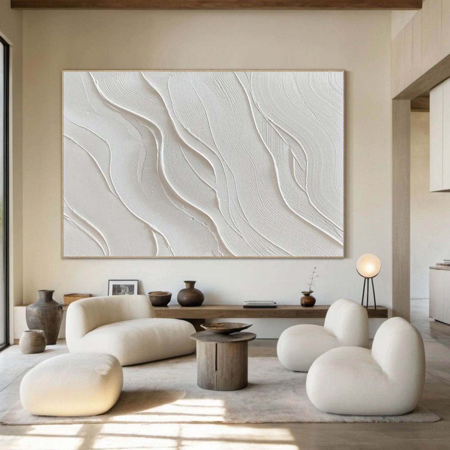 White Textured Minimalist Wall Art #WT182