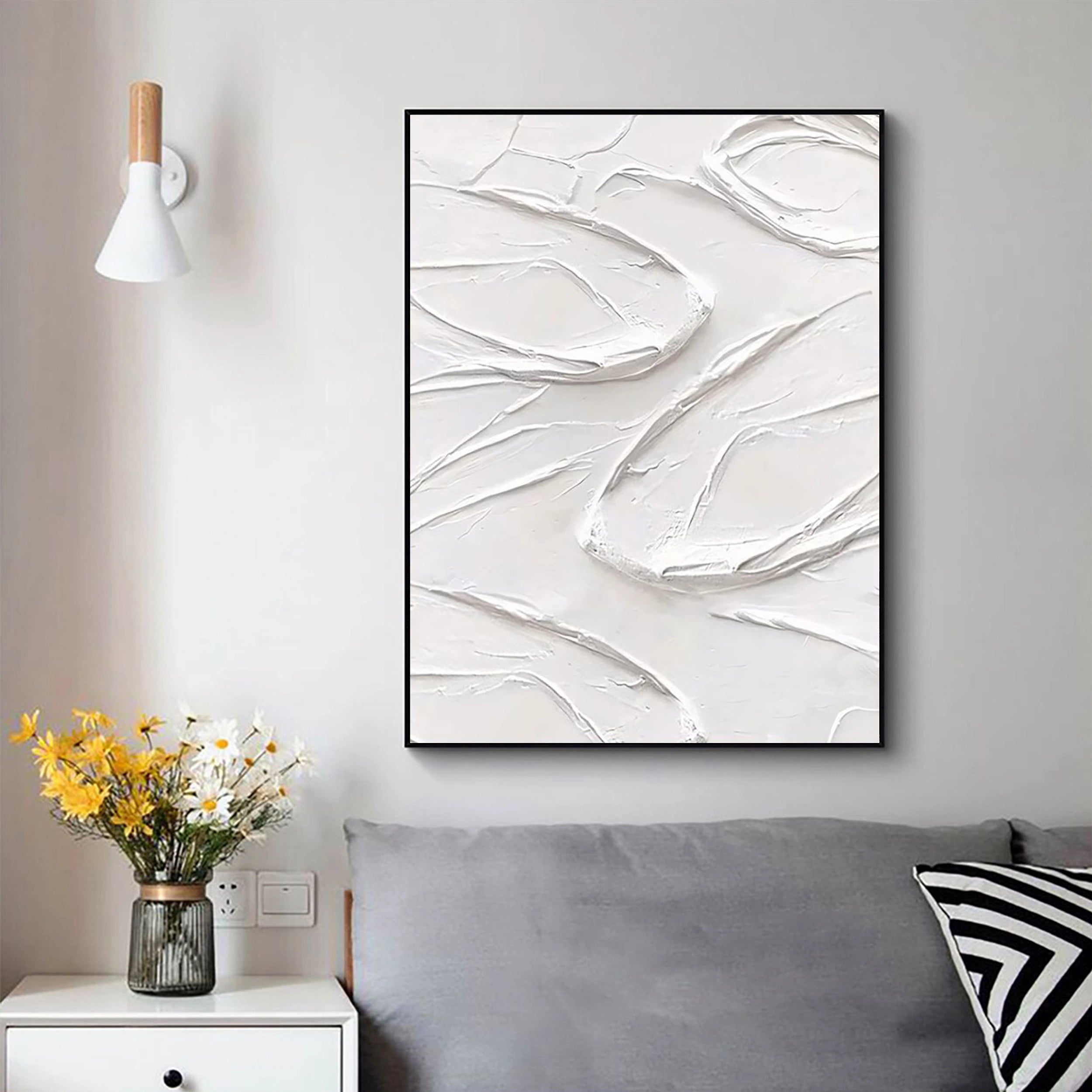 White Textured Minimalist Wall Art #WT067