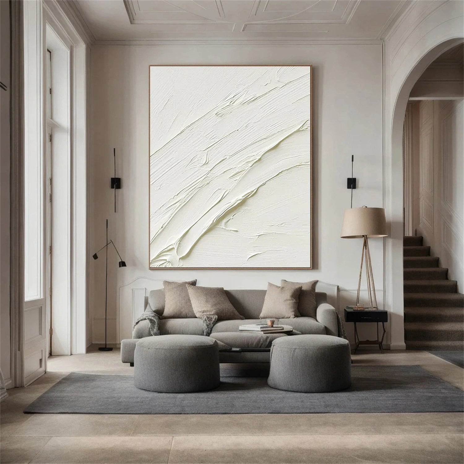 White Textured Minimalist Wall Art #WT020