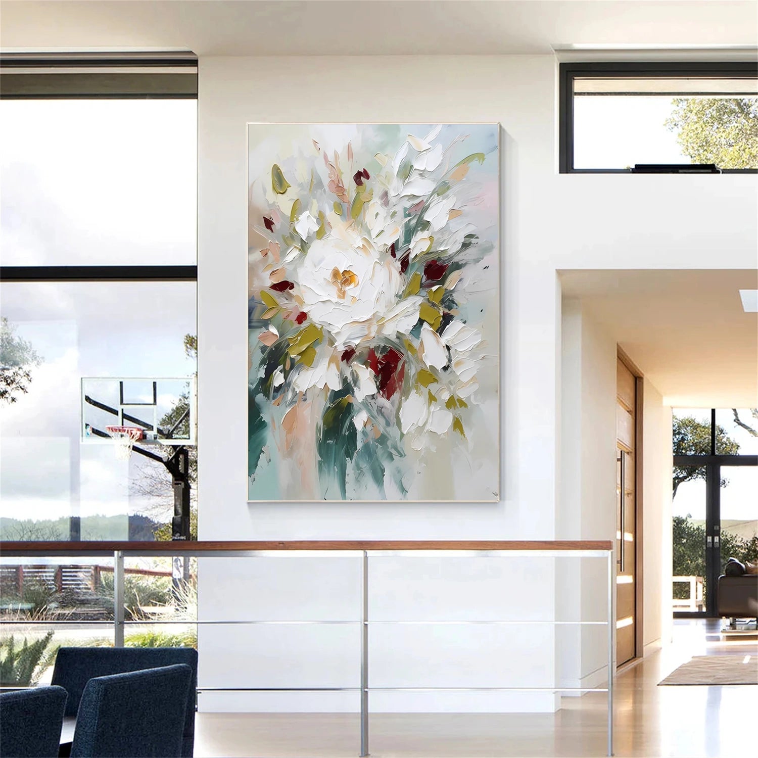 Tree And Flower Abstract Textured Wall Art #TF112