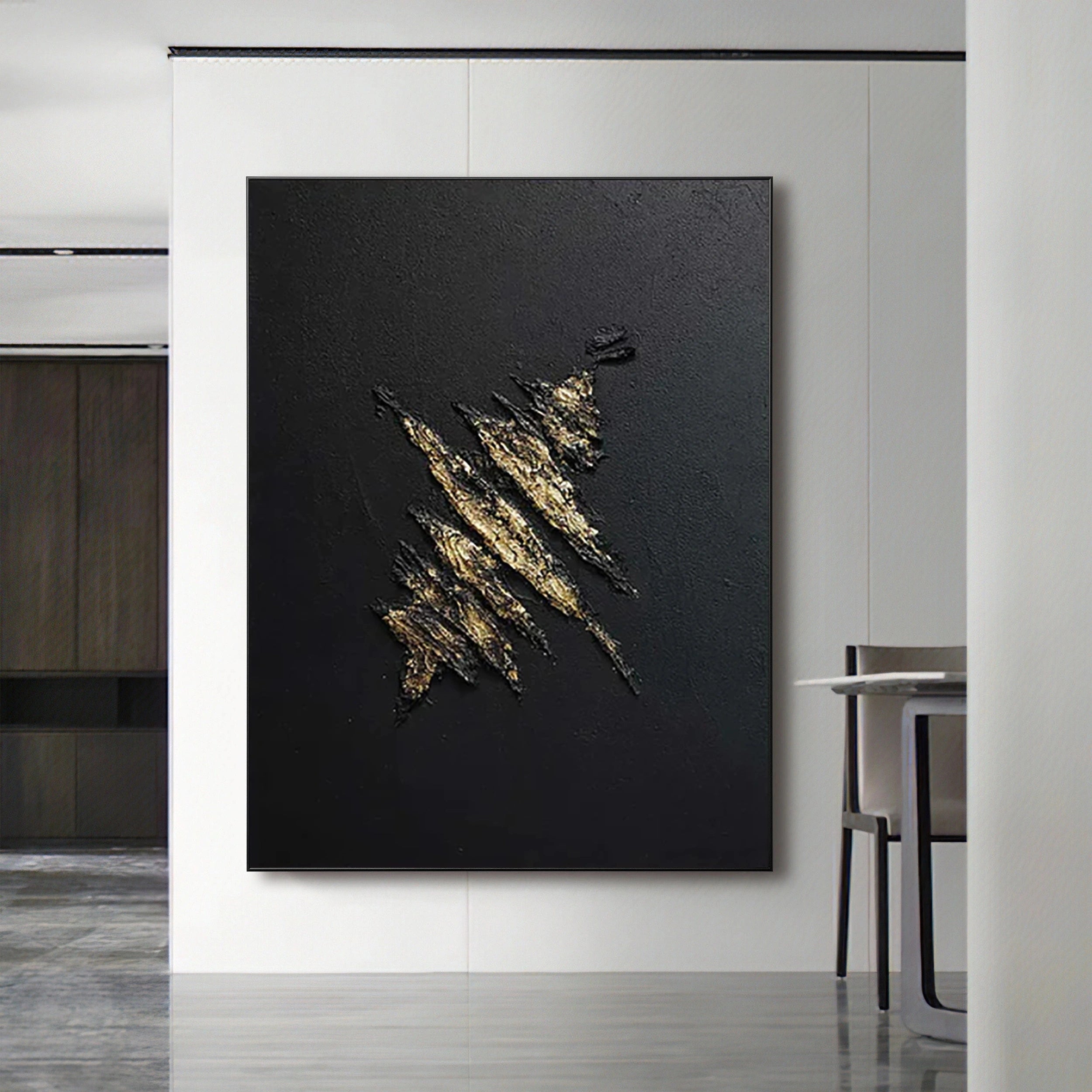 Black Textured Minimalist Wall Art #BT030
