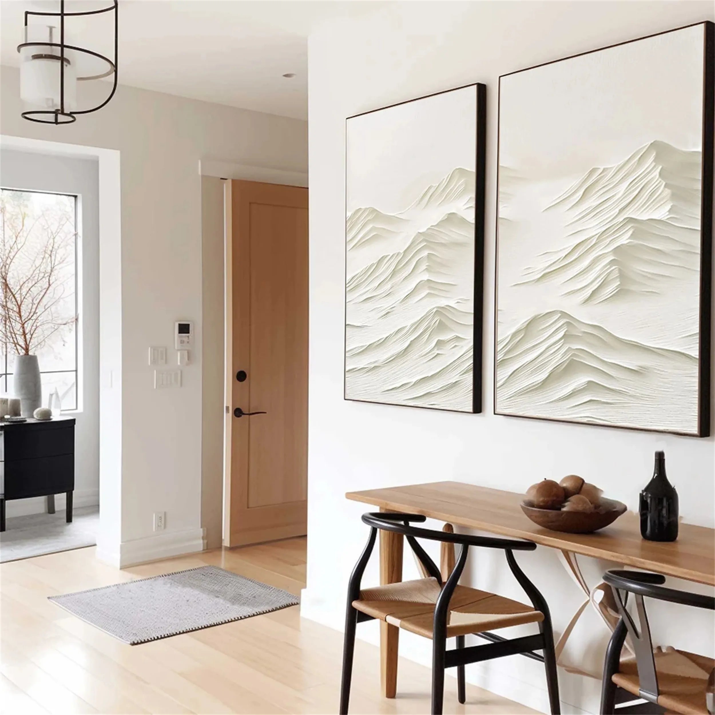 White Textured Minimalist Wall Art Set of 2 #WT132