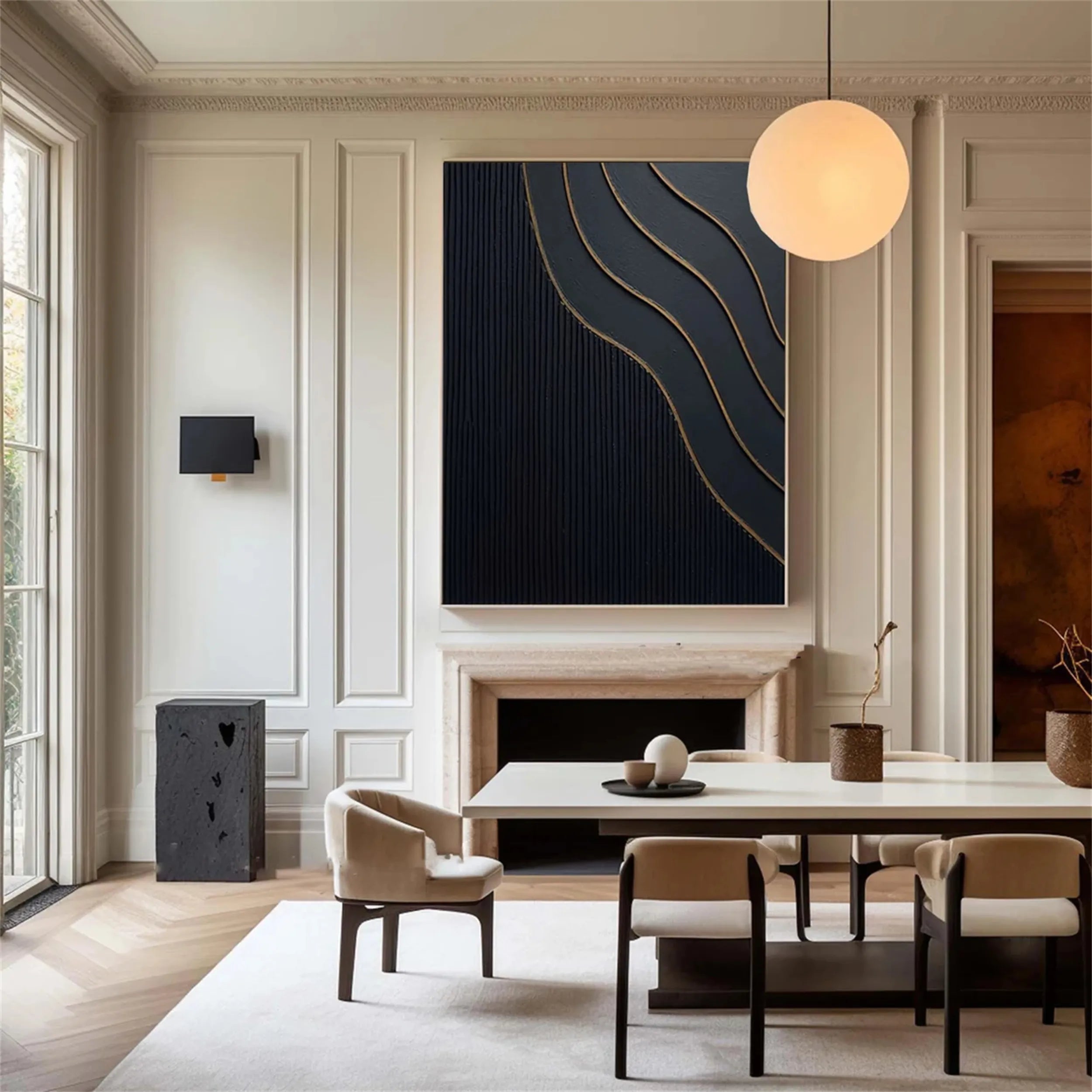 Black Textured Minimalist Wall Art #BT060
