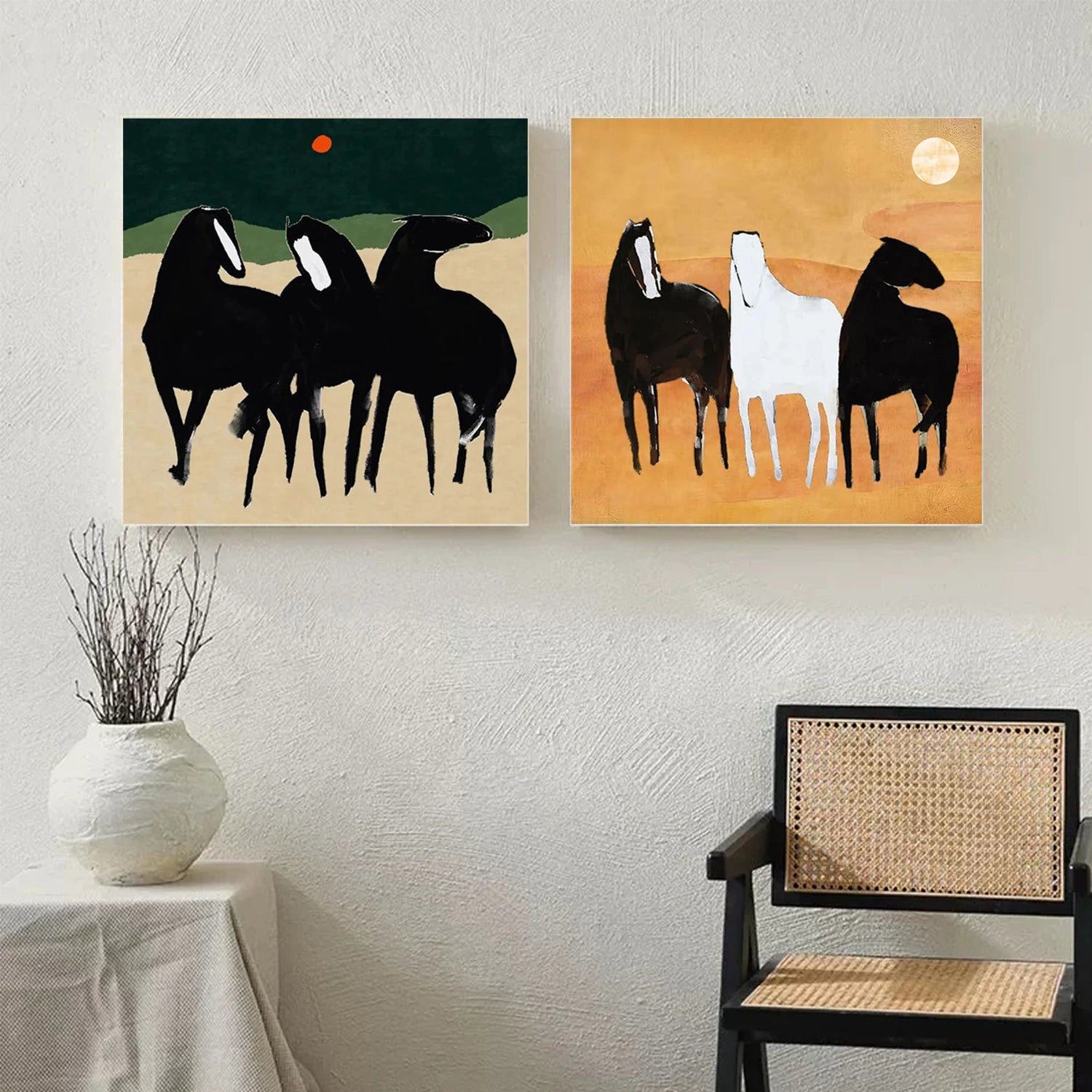 Abstract Animal Art Horse Wall Art Set of 2 #AT036