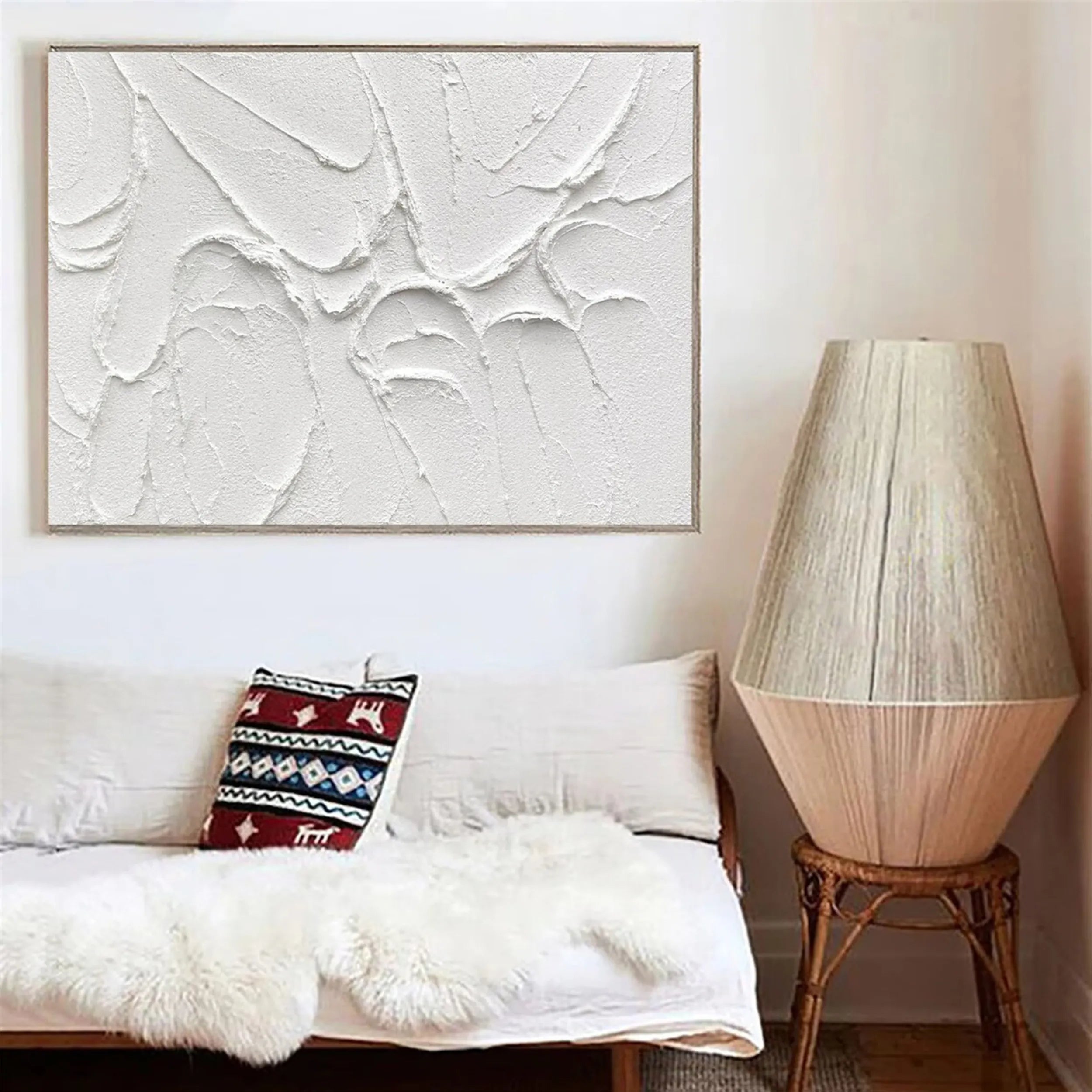 White Textured Minimalist Wall Art #WT098