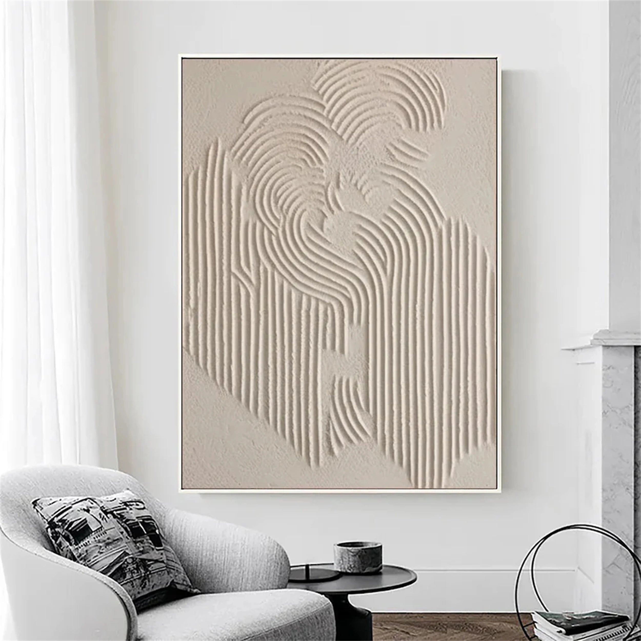 Beige & Brown Textured Minimalist Wall Art #BM029
