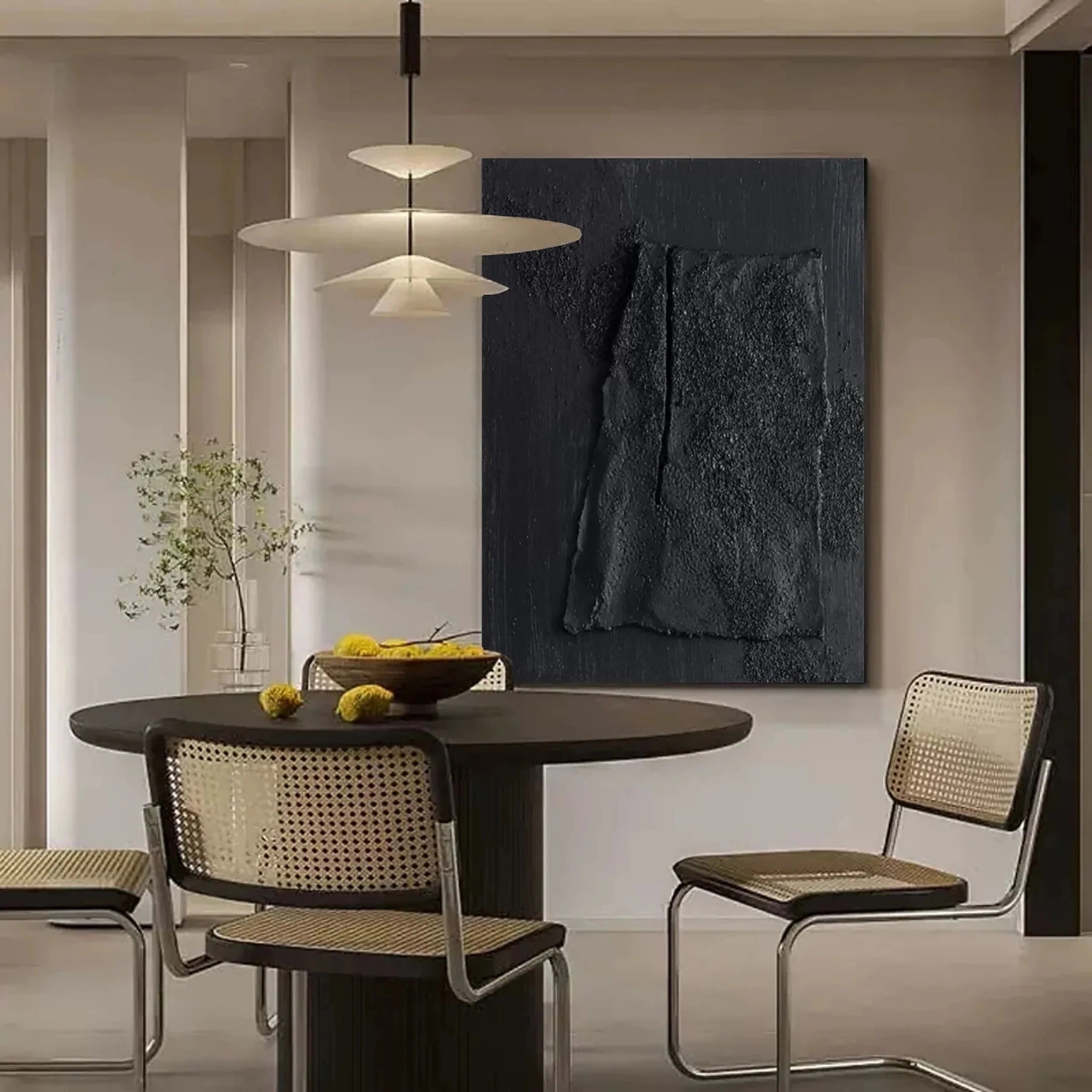 Black Textured Minimalist Wall Art #BT034