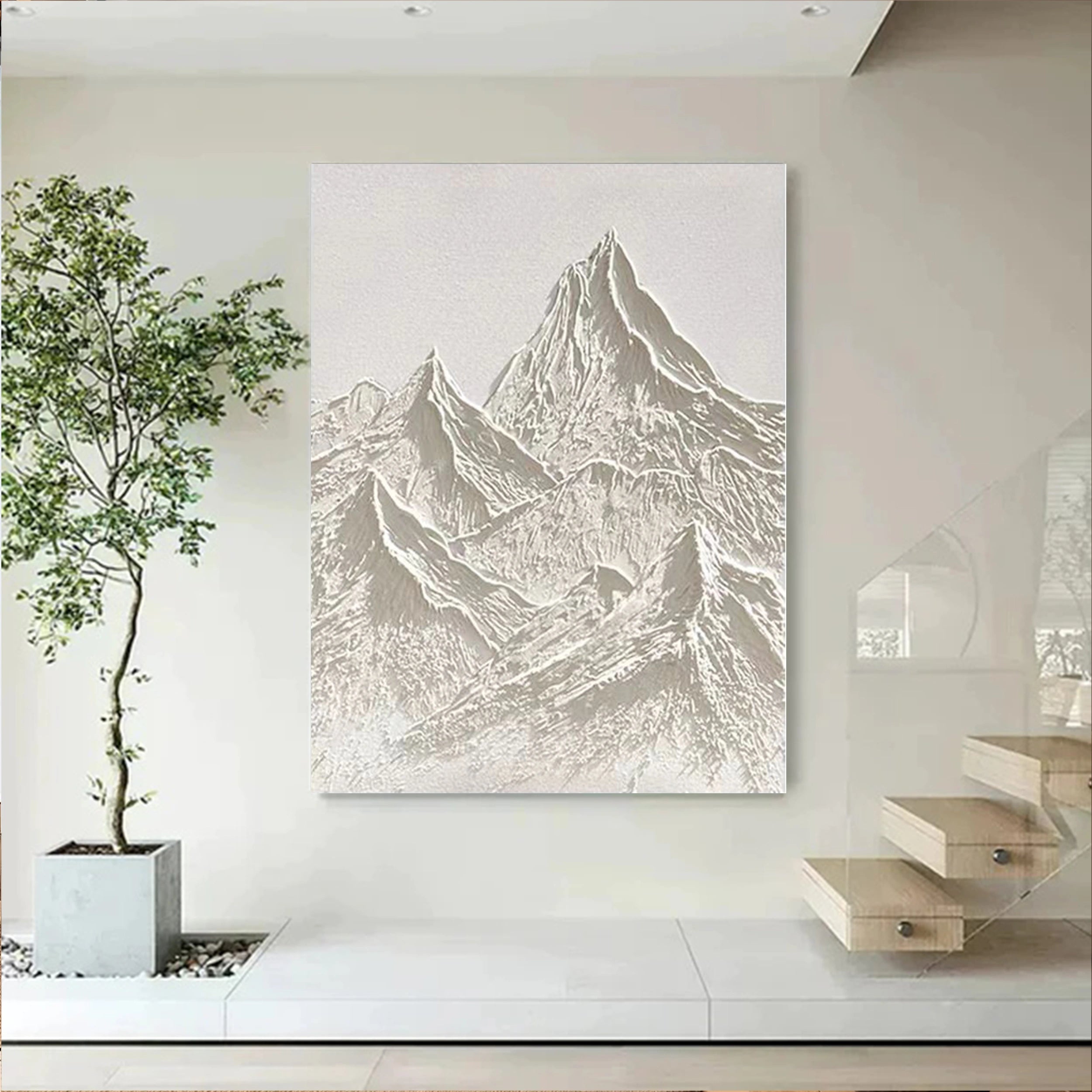 White Textured Minimalist Wall Art #WT070