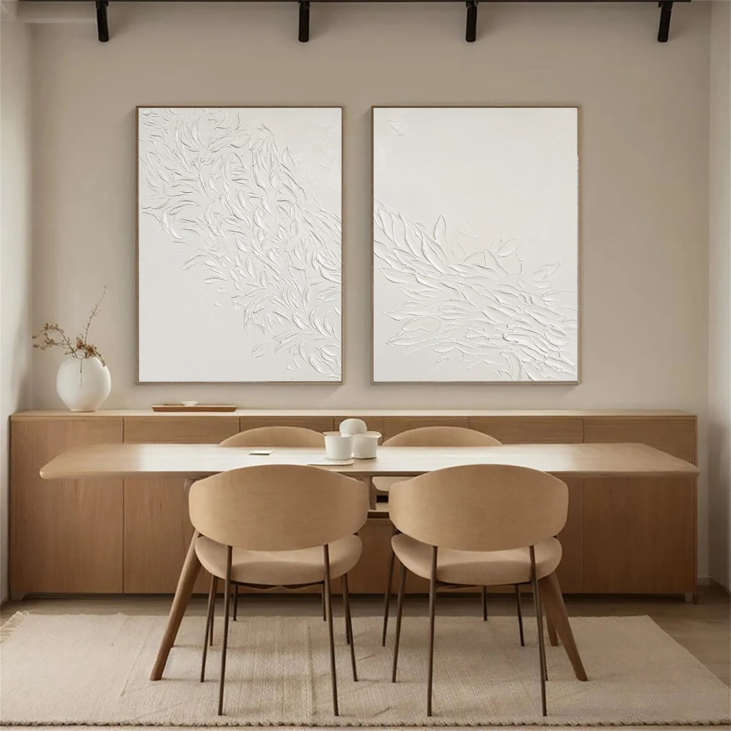 White Tree And Flower Painting Set of 2 #TF024