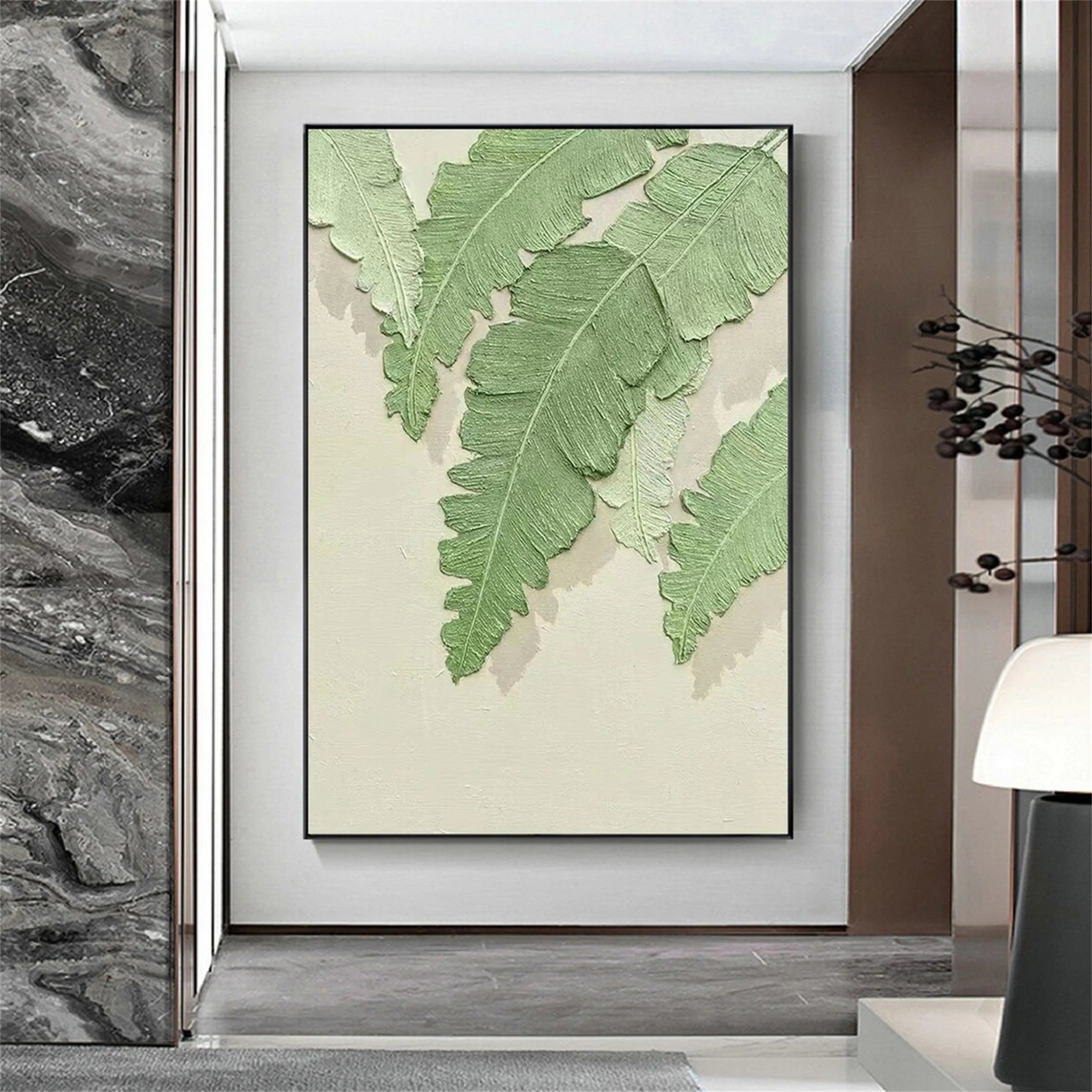 Green Textured Minimalist Wall Art #GT037